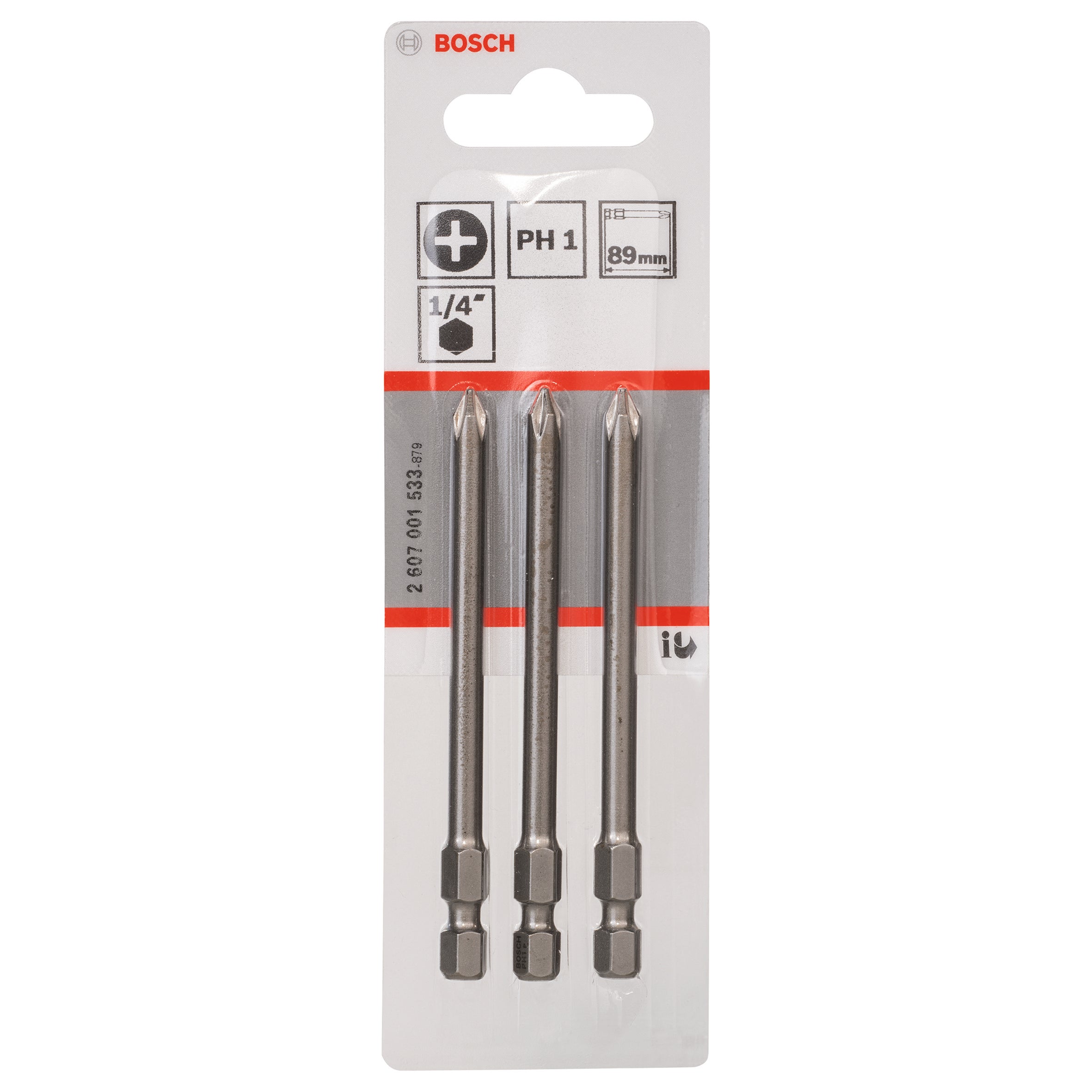 Inserto a cacciavite PH1  BOSCH L 89 mm, 3 pezzi - 2