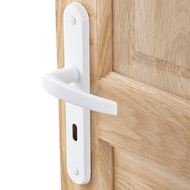 Poignée de porte sur plaque blanche entraxe 195 mm Clé en L JESS x2