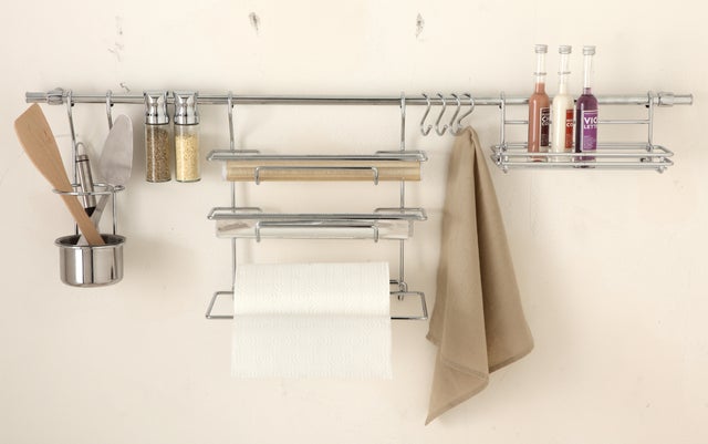 Portautensili da cucina magnetico da parete argento P 4.5 cm