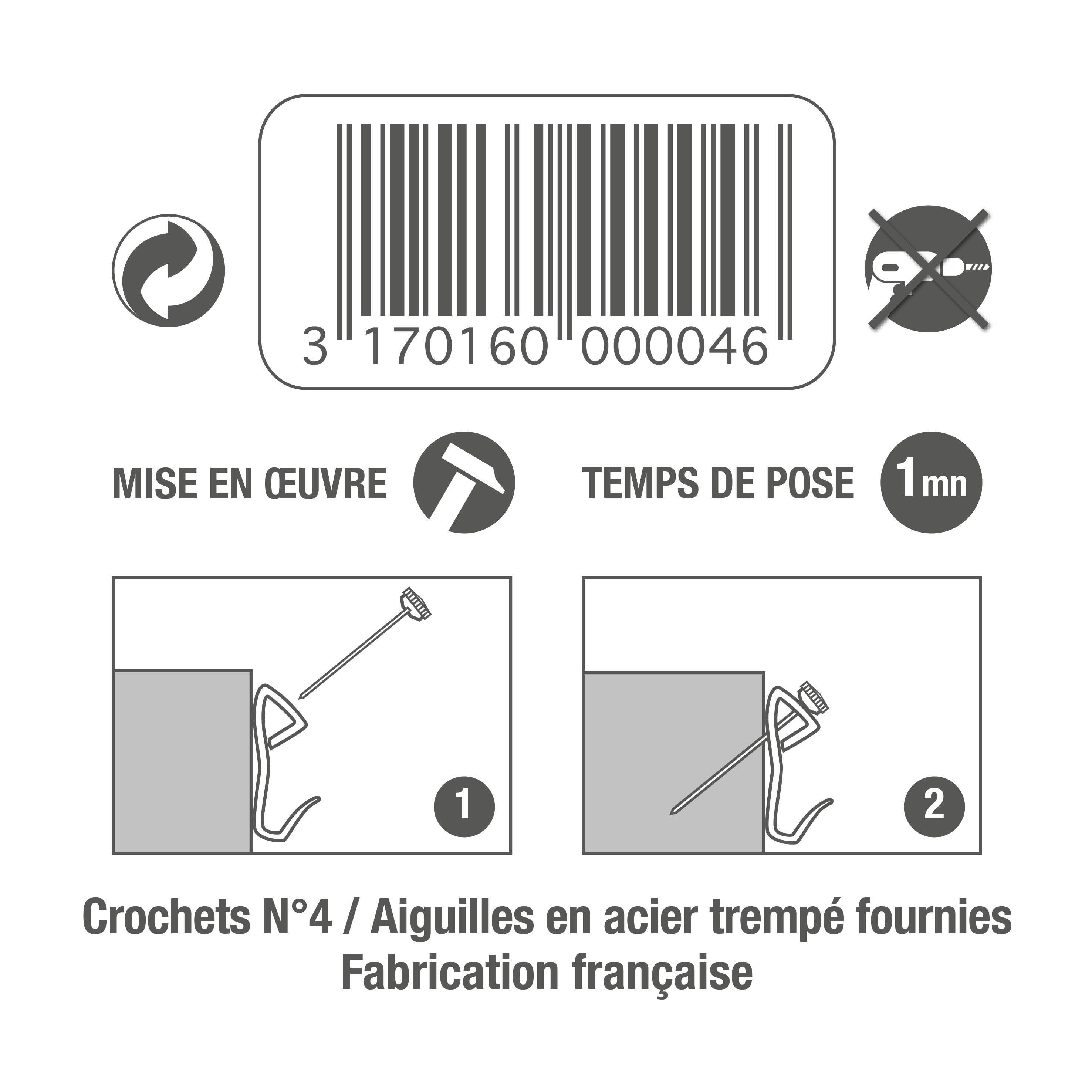 Lot de 5 crochets et aiguilles LE CROCHET FRANCAIS H.20 x l.38 mm - 3