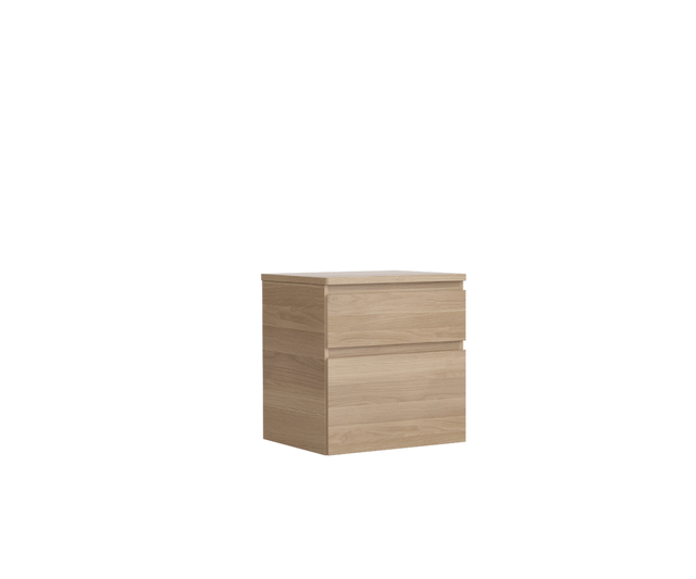 Meuble sous-vasque L.60cm x H.62.5cm x P.48cm placage chêne Natural