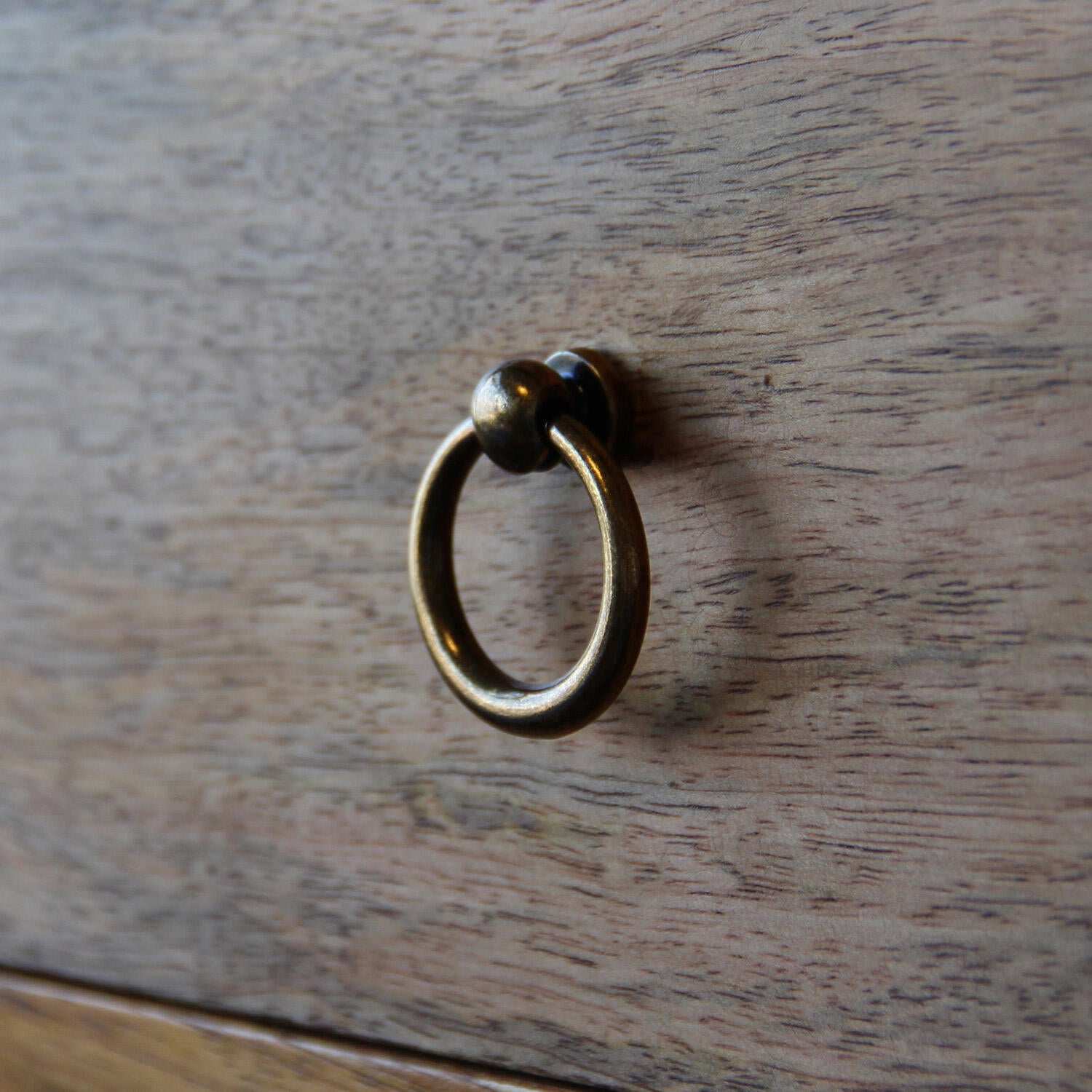 Bouton de meuble anneau Rond, zamak vieil or vieilli, Diam. 35 mm - 2