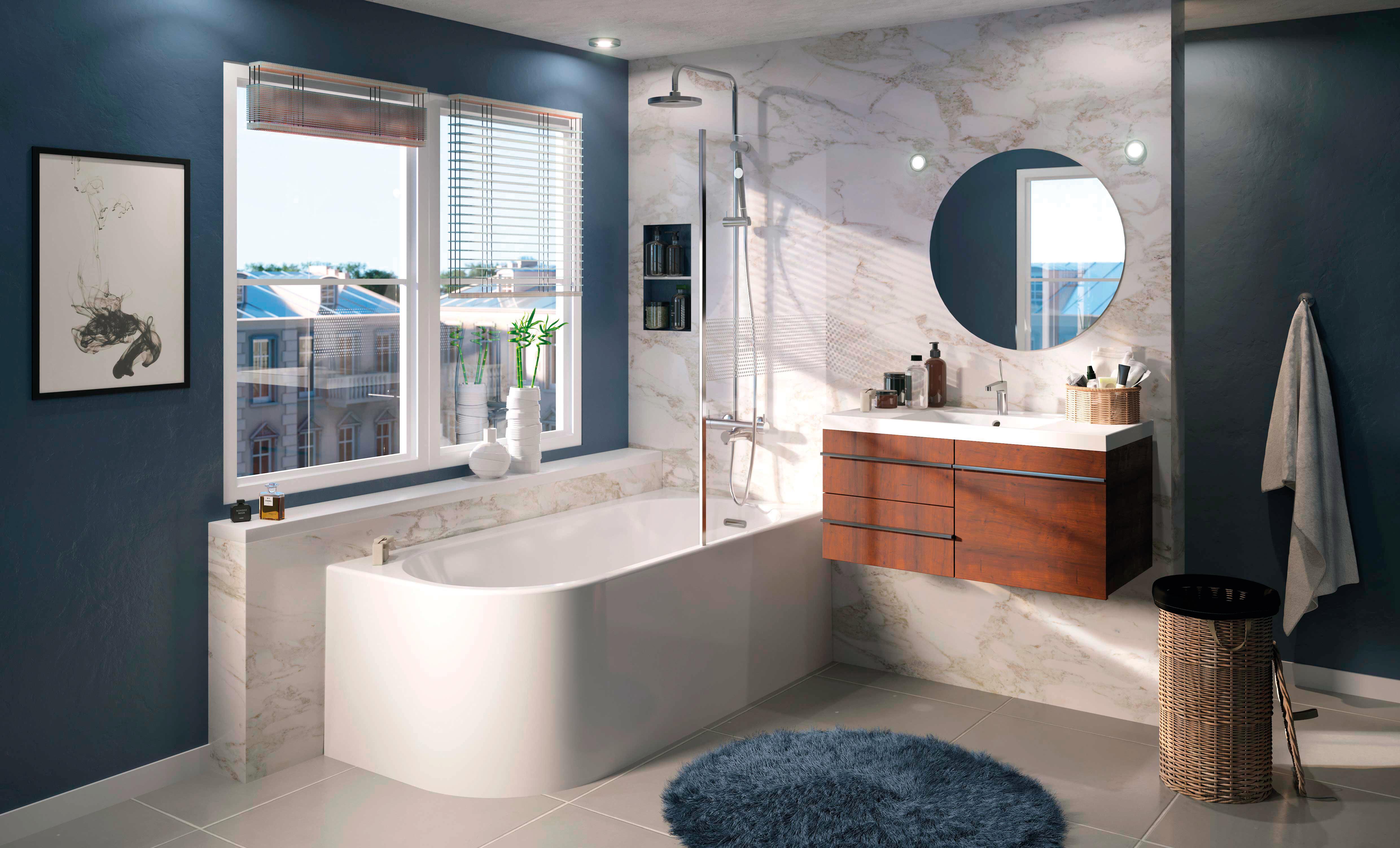 Baignoire îlot l.75 x L.170cm blanc Sophia version droite BALNEO - 2