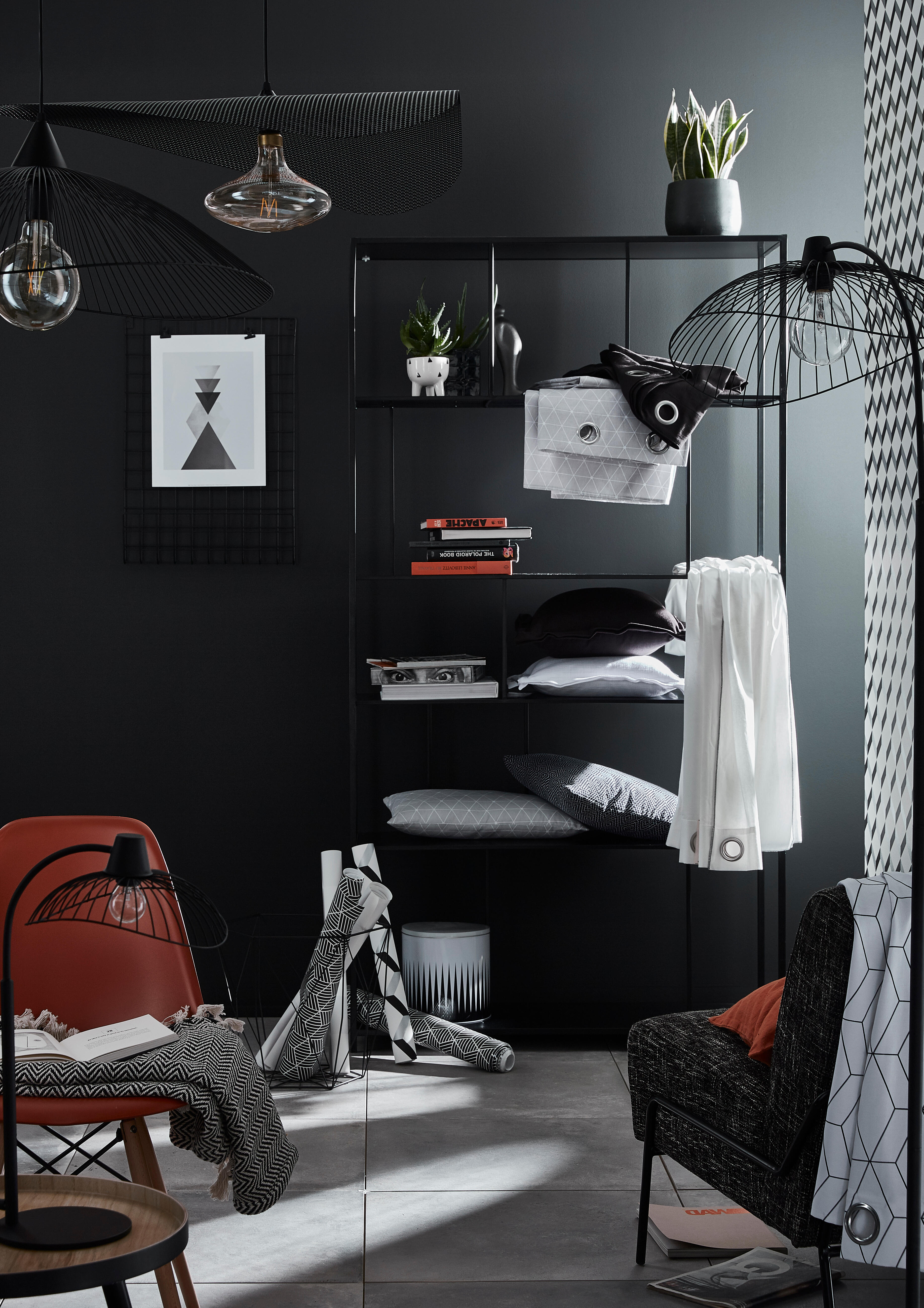 Lampadaire Kasteli, acier, noir,  H.175 cm, E27 - 9