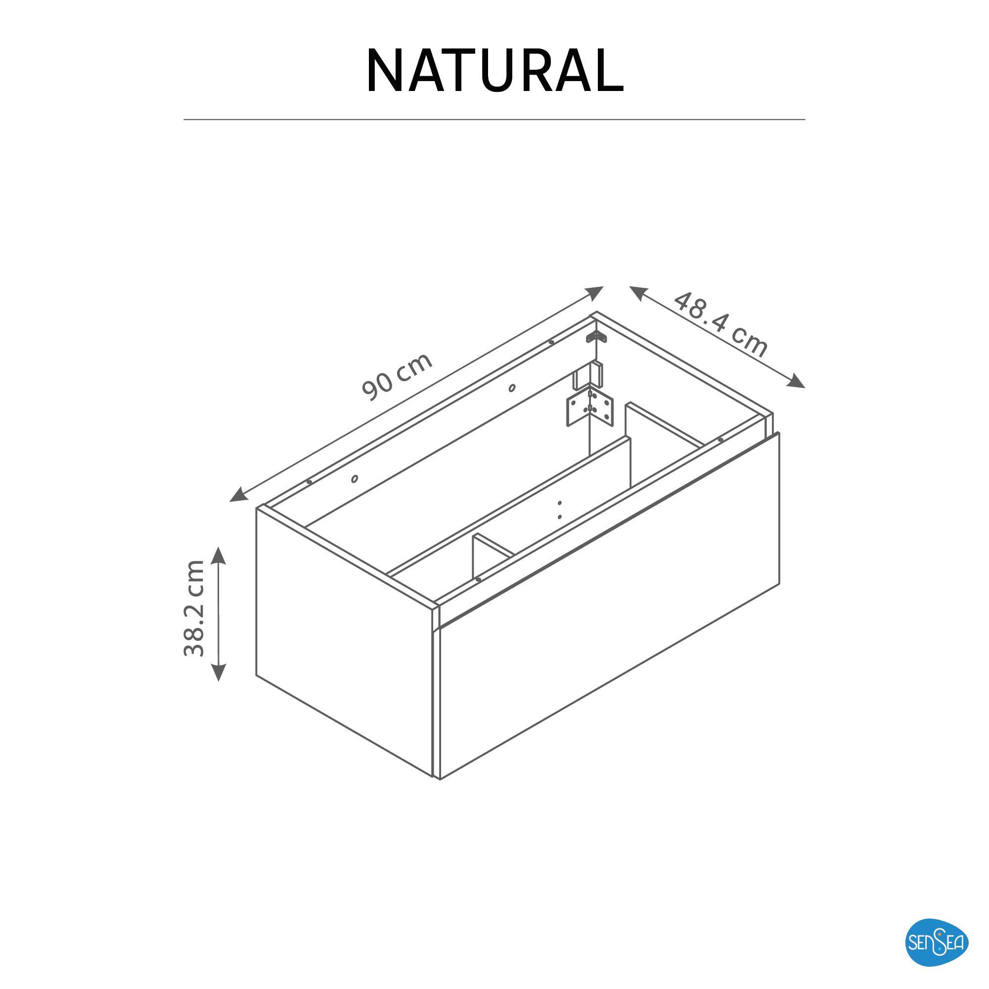 Mobile da bagno sospeso sotto lavabo L 90 x H 40.5 x P 48 cm rovere opaco, 1 cassetto SENSEA Base - 6