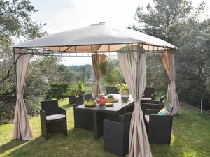 vidaXL Chapiteau tente de jardin avec rideaux Hexagonal 360 x 265 cm