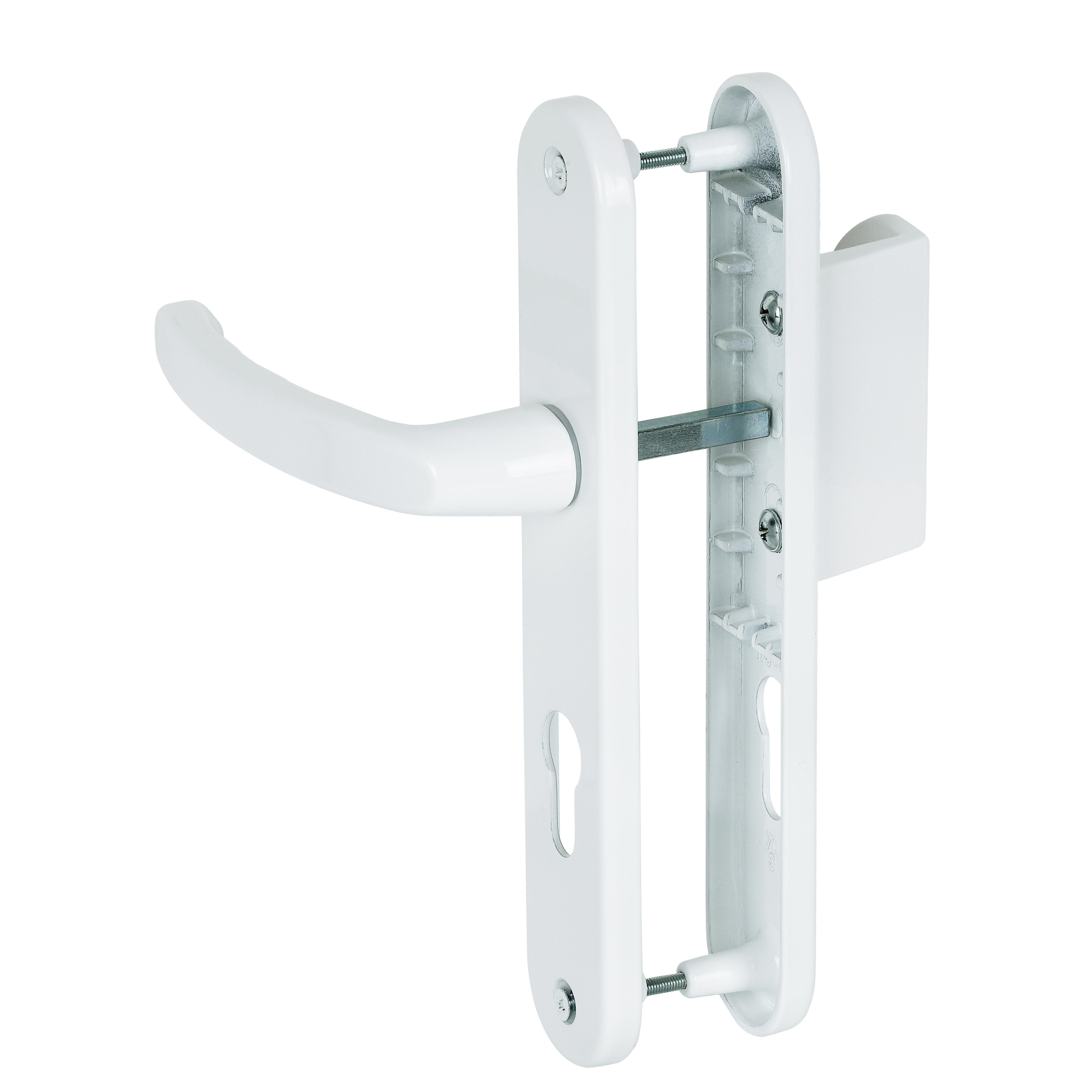 Poignée de porte sur plaque blanche entraxe 195 mm Clé en I BEVERLY x2 - 4