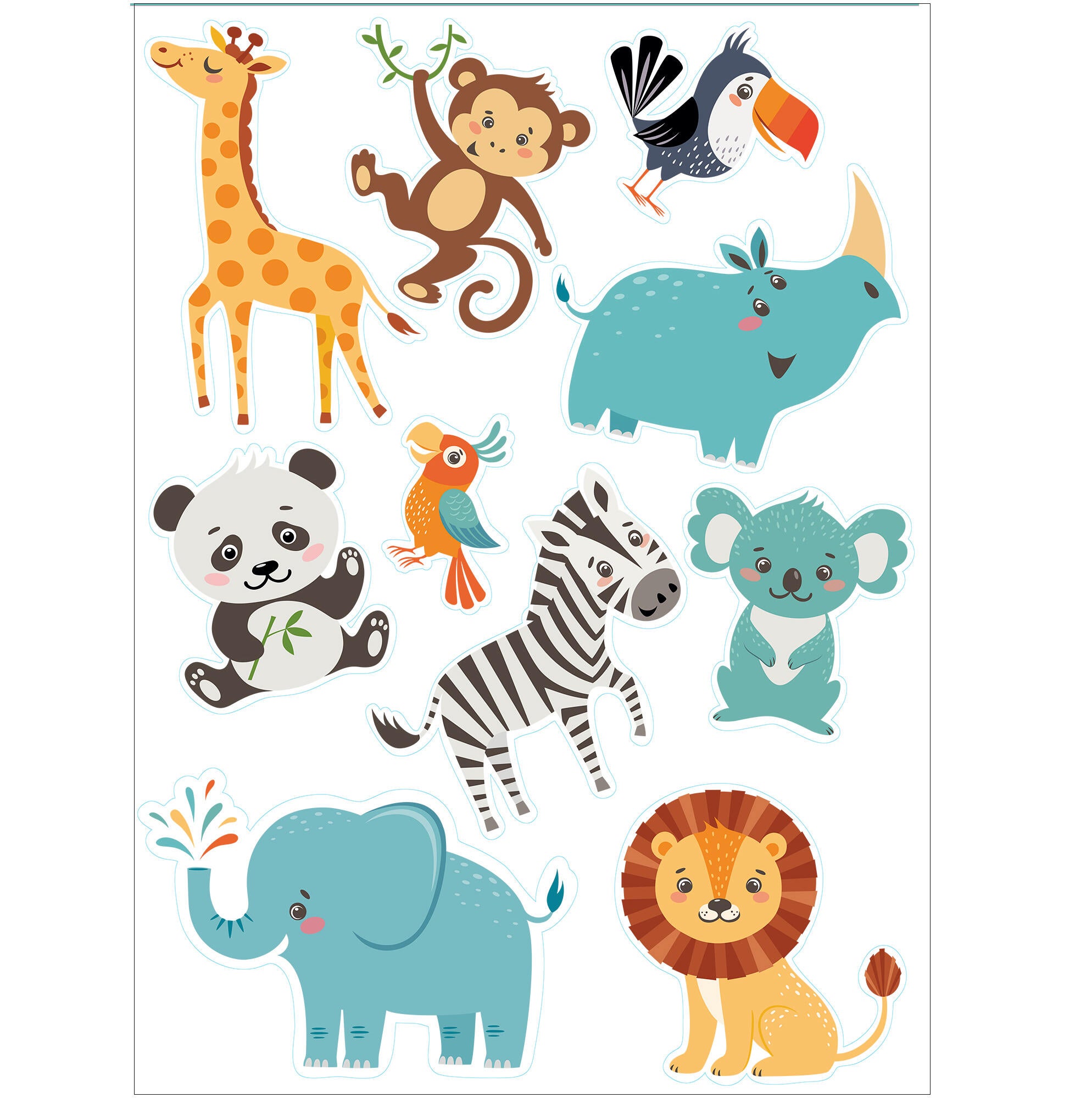 Sticker décoratif animaux du zoo, multicolore x 48 cm - 3