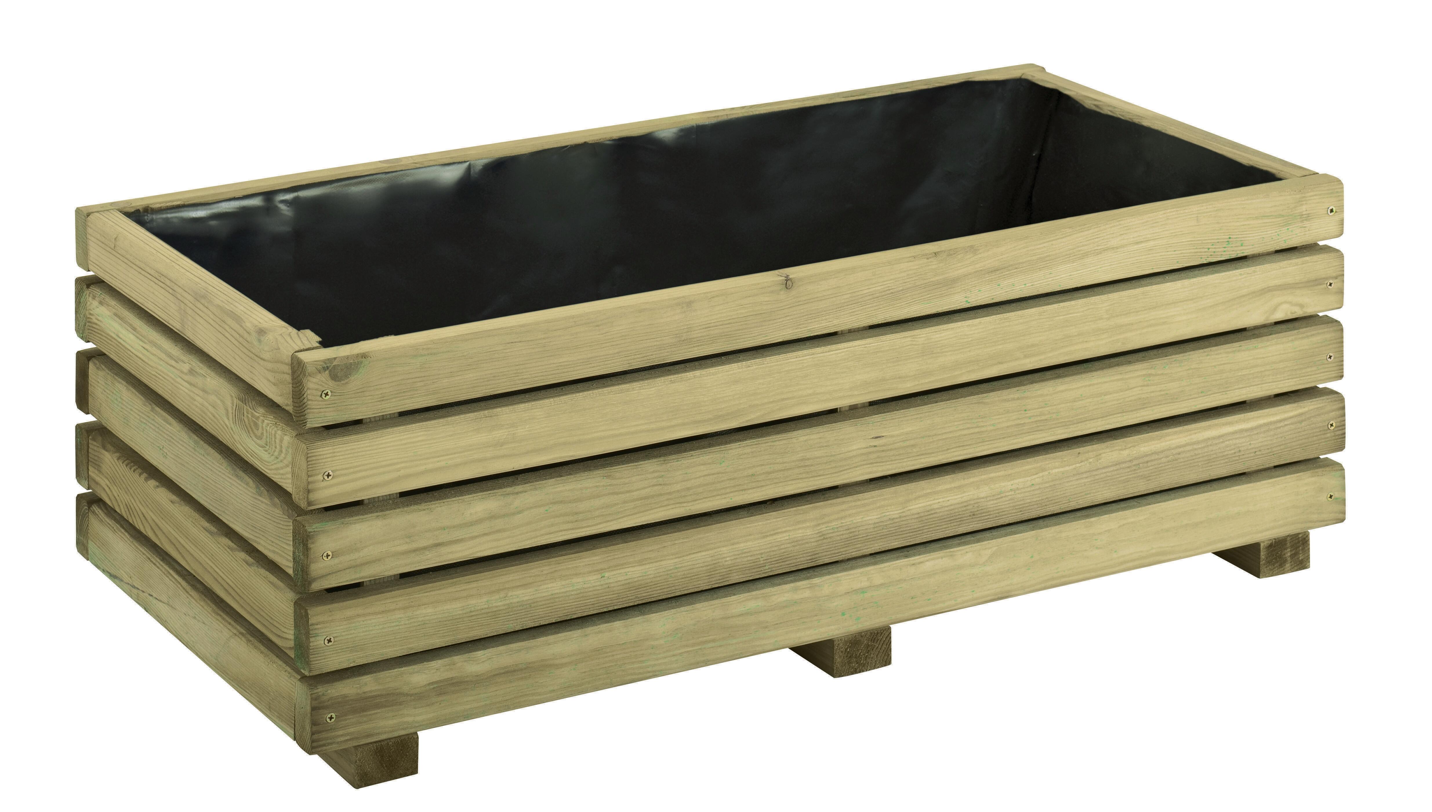 Bac KÜB rectangle en pin traité CERLAND, L.80 x P.40 x H.28 cm - 5
