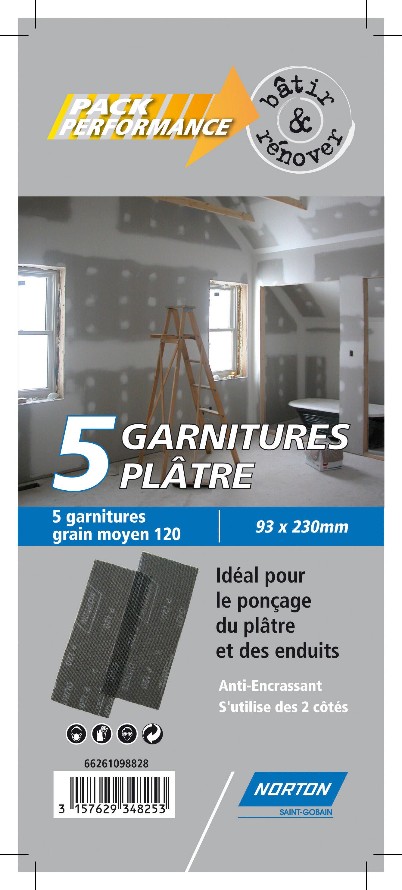 Lot De 5 Patins Abrasifs Dexter, 93 X 93 Mm, Grains 180