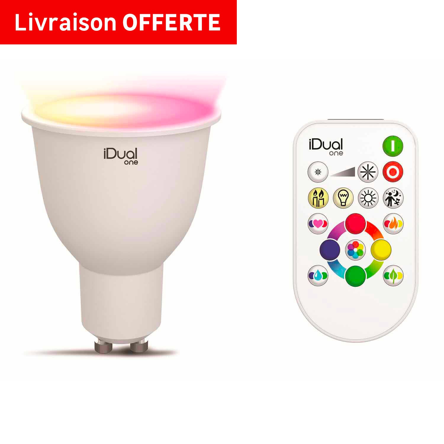 Ampoule LED pour spot GU10, changement de couleurs + télécommande Idual LEXMAN - 3