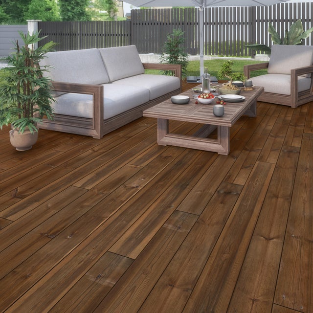 Lame terrasse en pin marron KUHMO 2, L.240 x l.14.5 cm x Ep.27 mm
