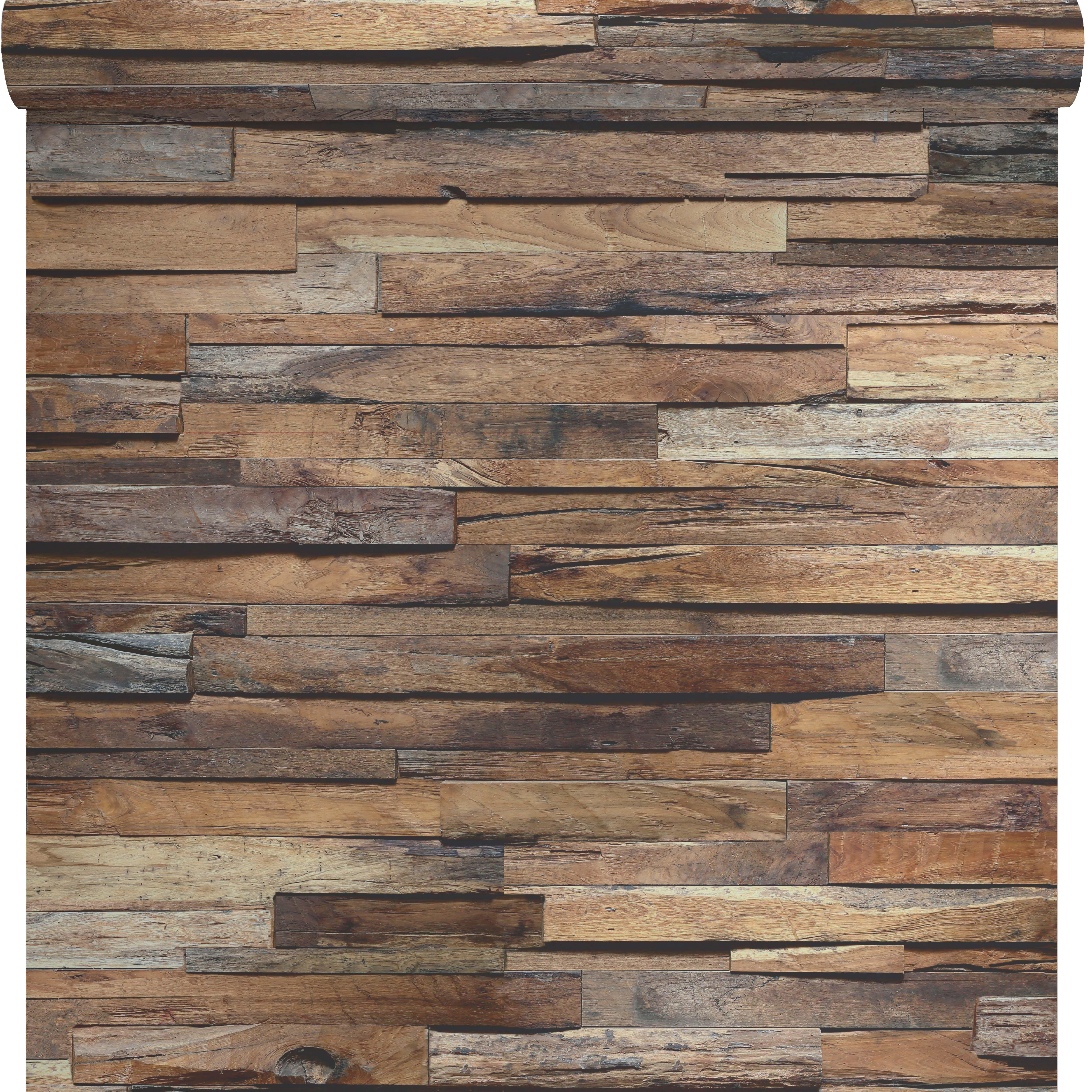 Papier peint intissé Planche de bois marron - 9