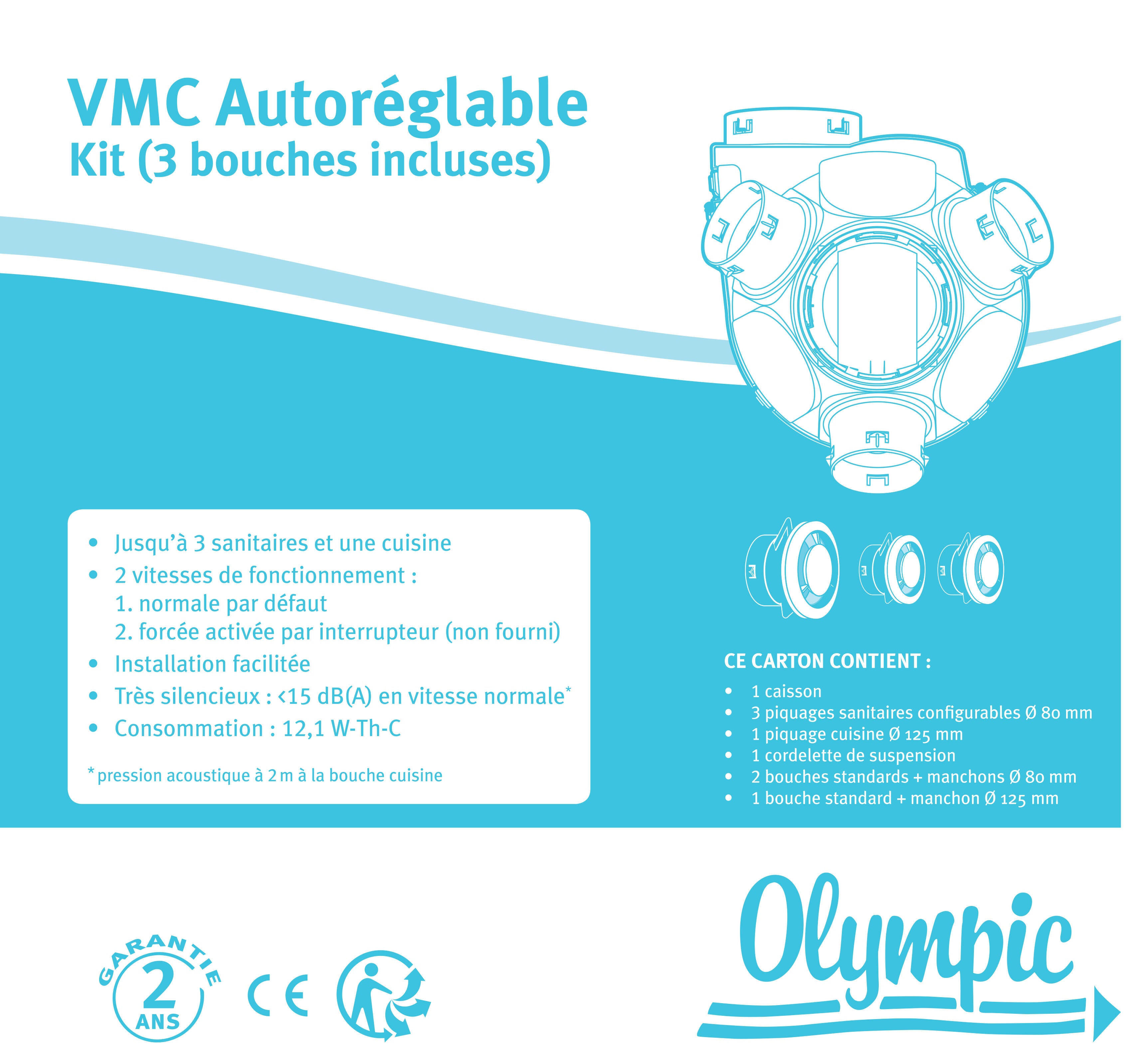 Kit VMC simple flux autoréglable OLYMPIC Olympic - 7