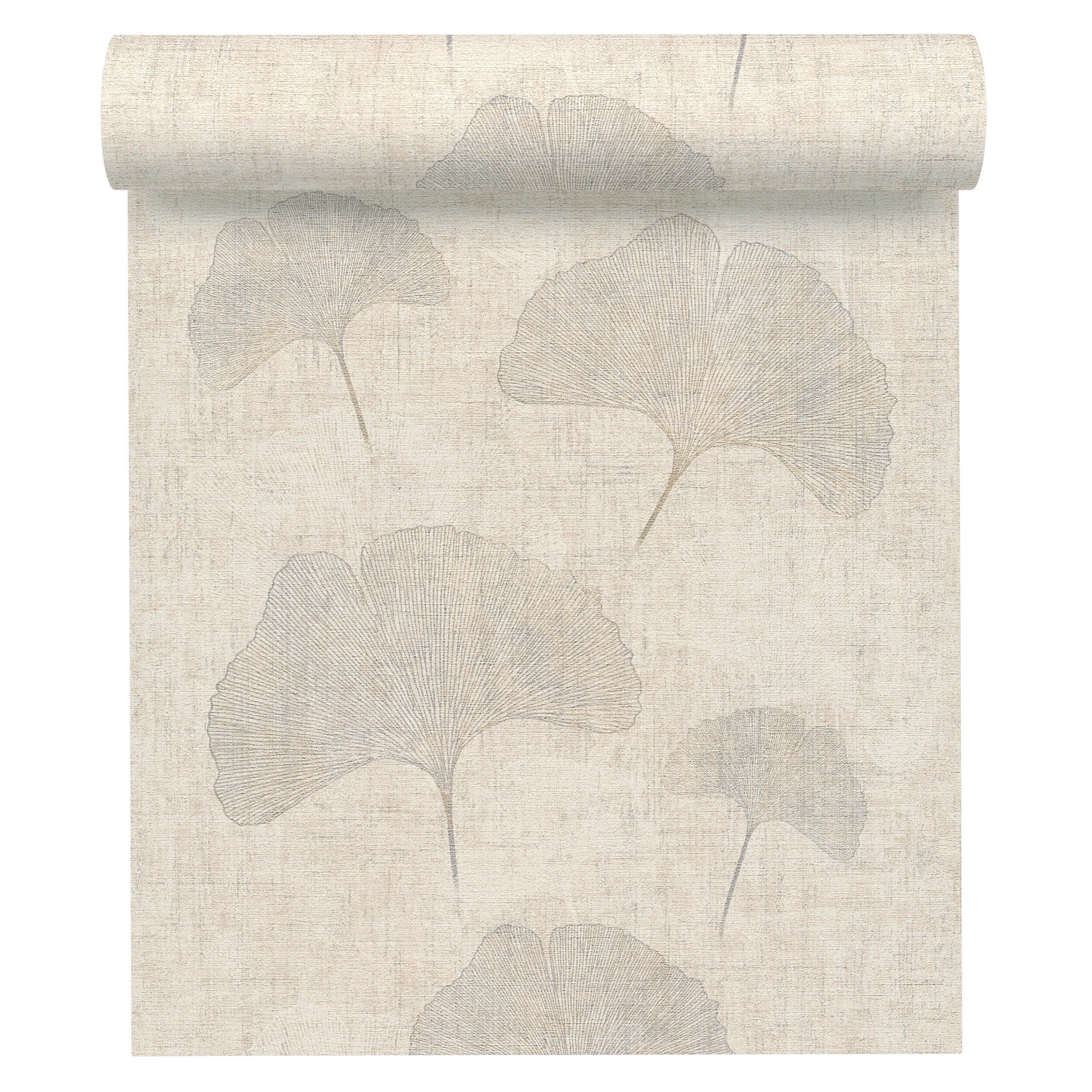 Papier peint vinyle sur intissé Ginkgo argent - 6