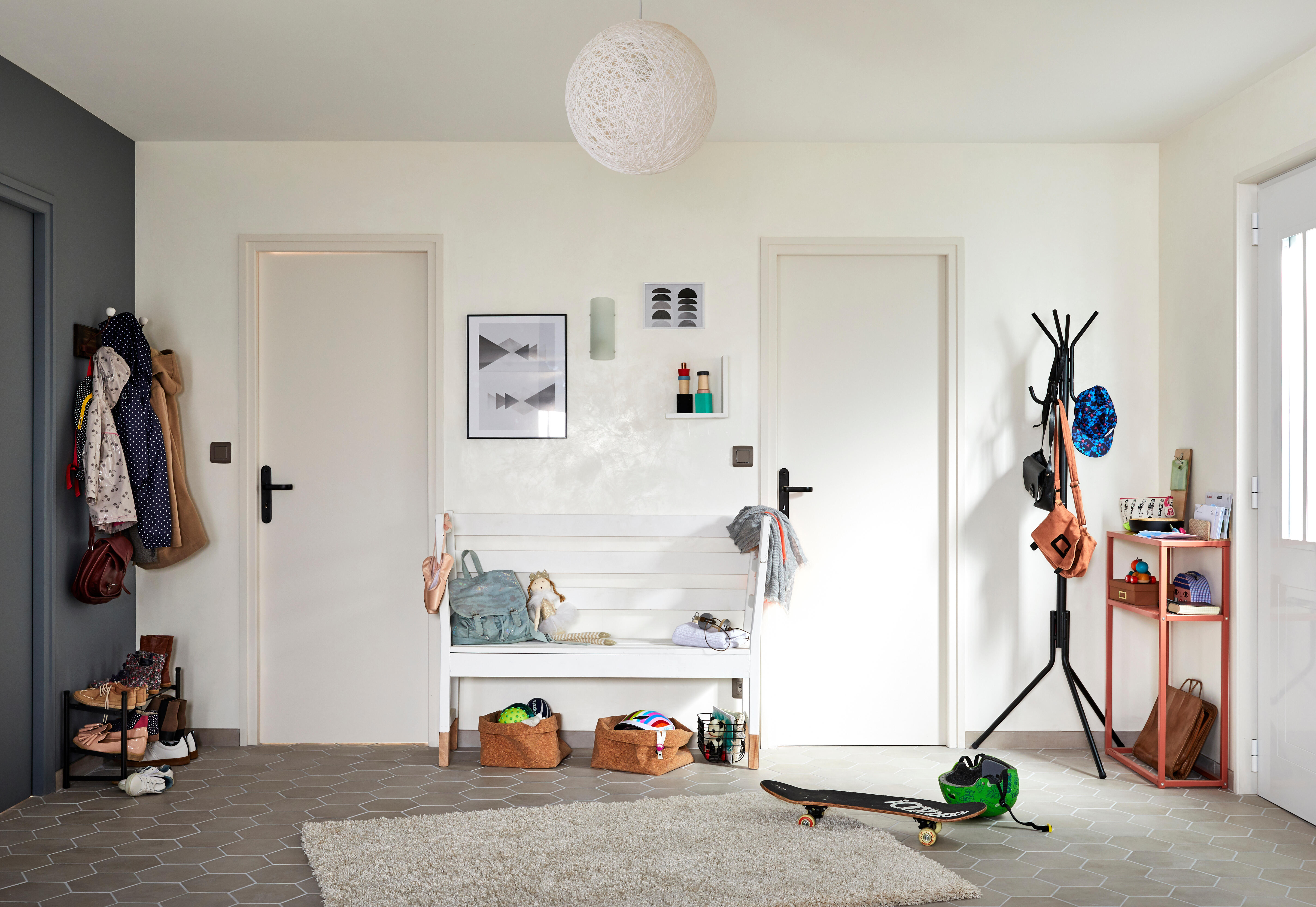 Applique E27, fer / verre, blanc, Hank - 3