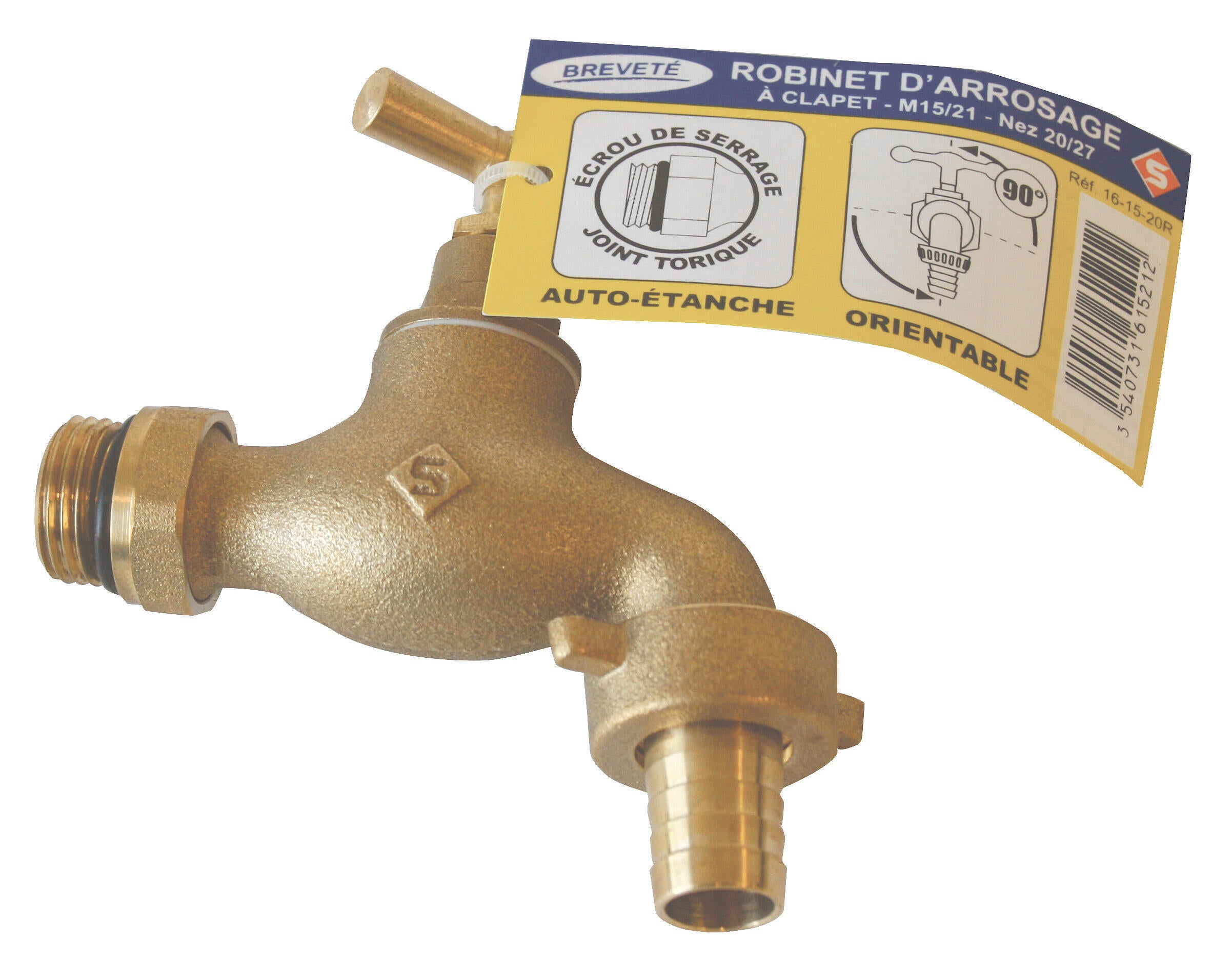 Robinet d'arrêt orientable auto-étanche à clapet, mâle/mâle 15x21 mm 20x27 mm - 2