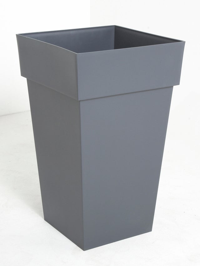 Pot plastique EDA L.39 x l.39 x H.65 cm gris anthracite