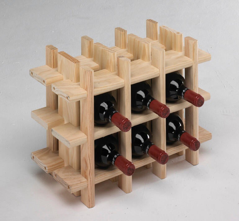 Astigarraga Kit Line Portabottiglie modulare Rioja per 9 bottiglie, legno massello di pino - 32,5 x 43 x 22 cm