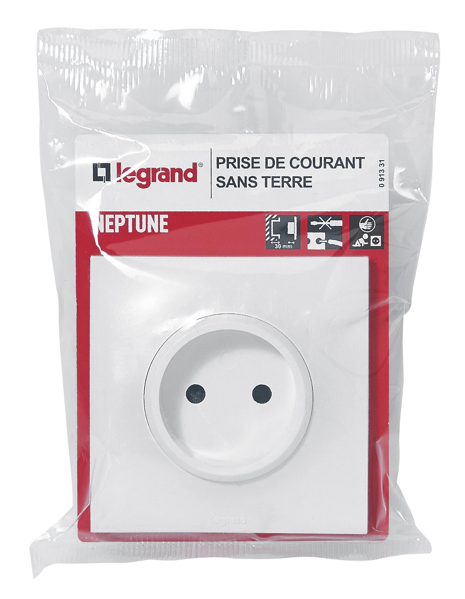 Prise sans terre complet Neptune, LEGRAND blanc - 4