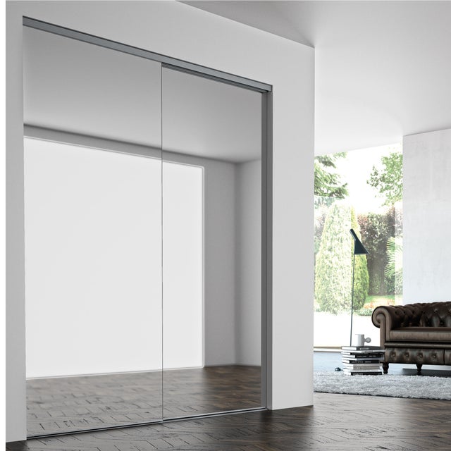 Porte de placard coulissante sur-mesure ILLIKO Miroir argent