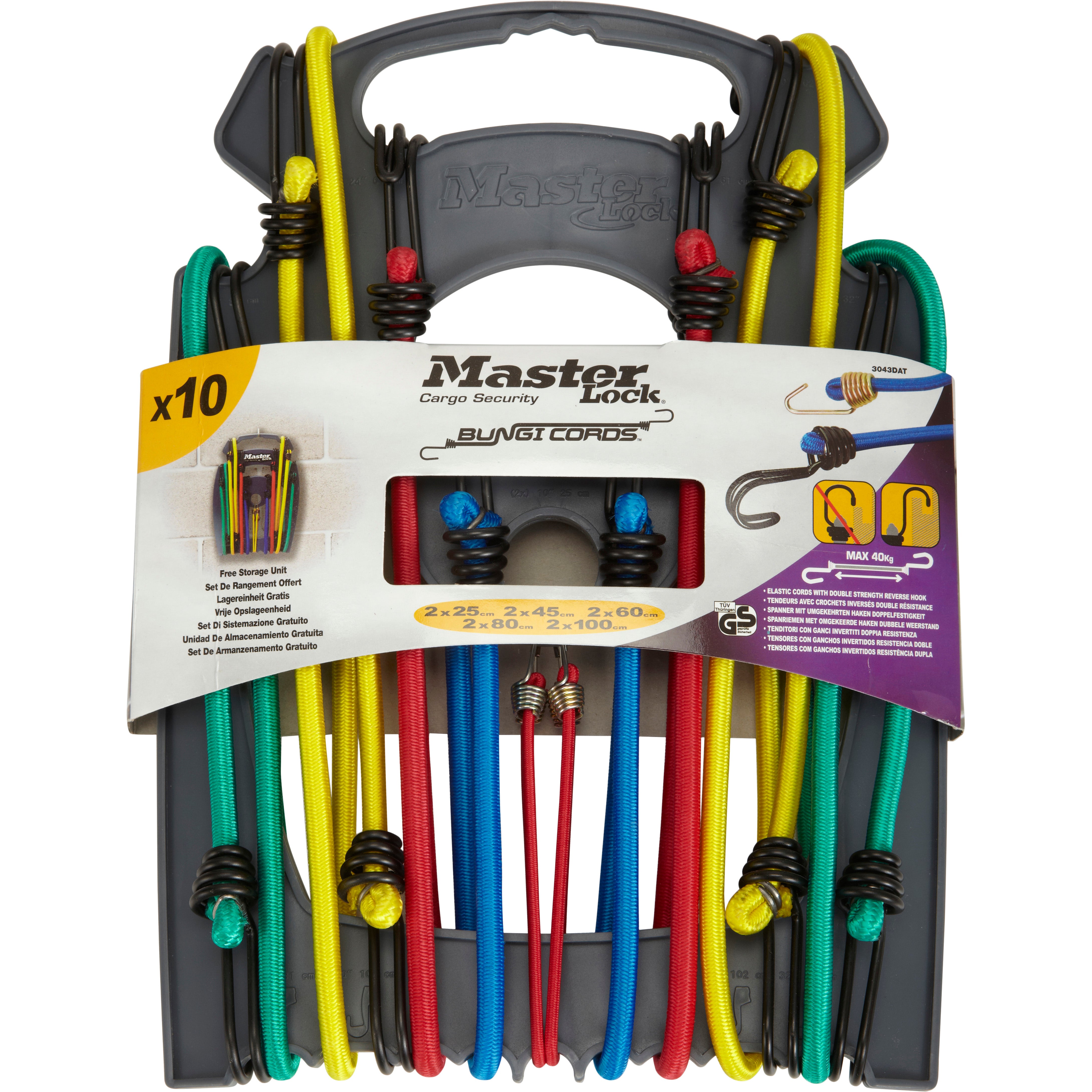 Lot de 10 sandows crochet métal MASTERLOCK, Diam.8 mm x L.1 m x l.8 mm - 2