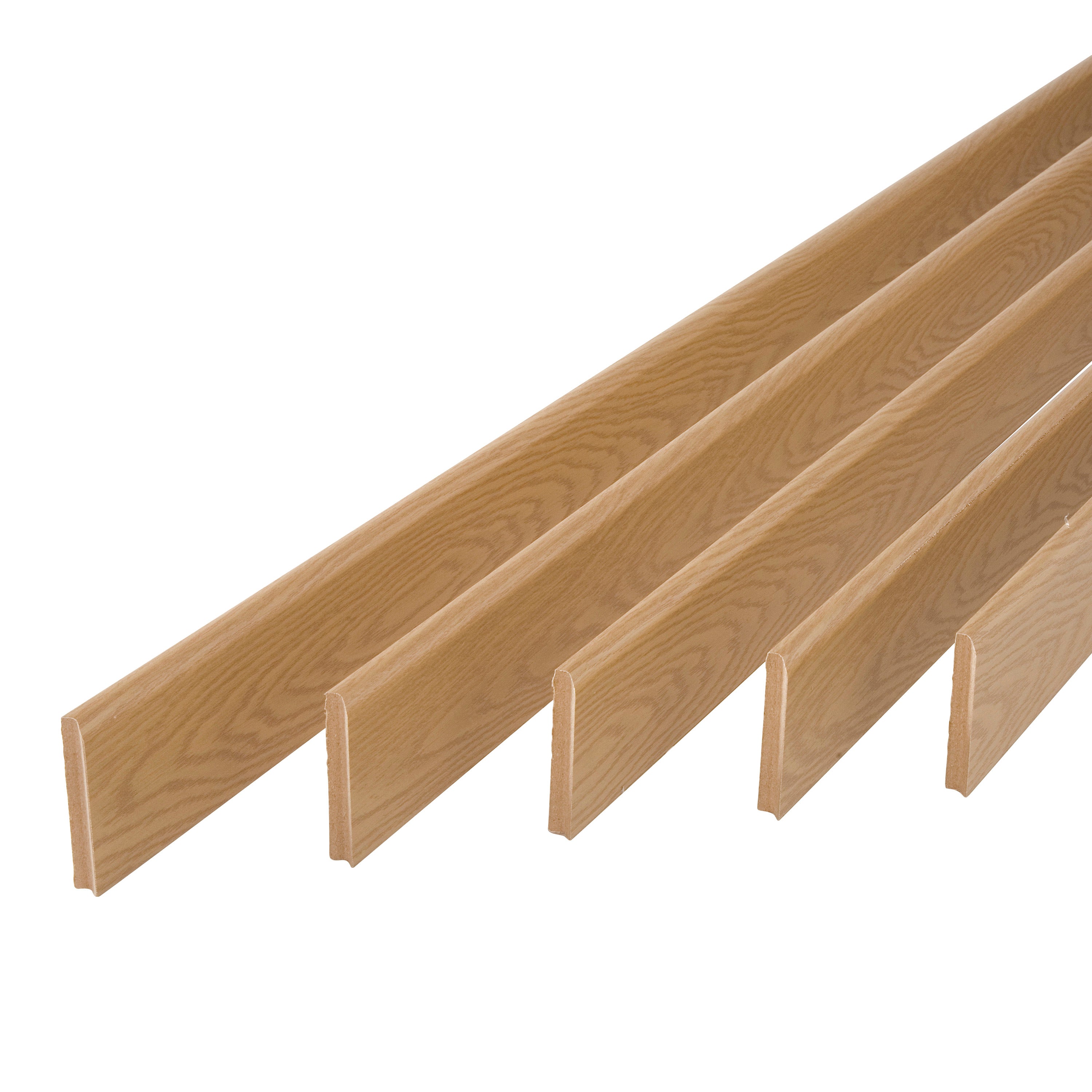 Lot de 5 plinthes médium (MDF) arrondies revêtu imitation chêne, 9x68 mm, L.2 m - 2