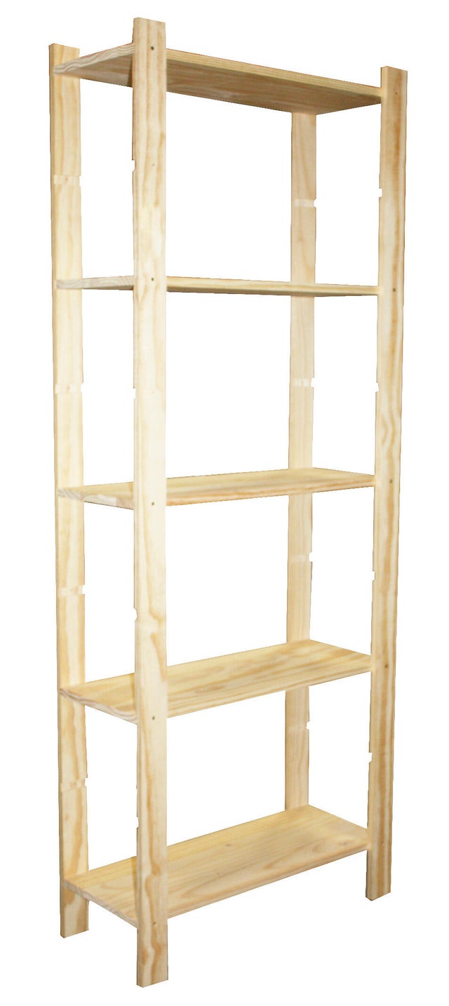 Etagère bois naturel brut / peindre 5epn65, 5 tablettes l.65xH.170xP.28