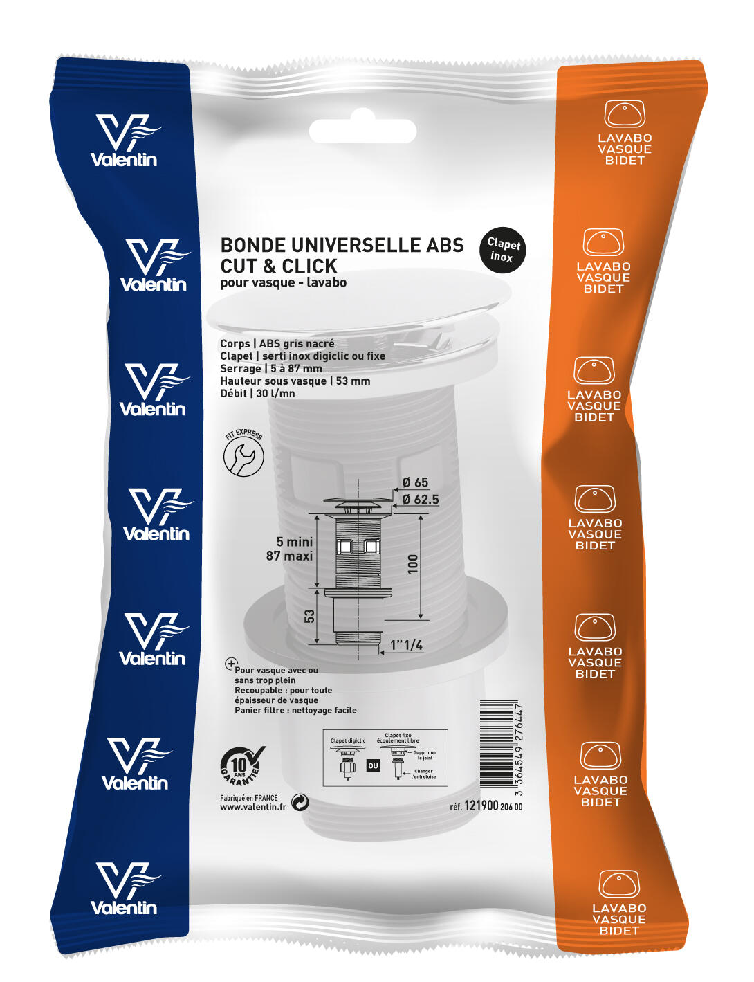 Bonde pour lavabo, chrome, Diam.100 mm, VALENTIN - 4