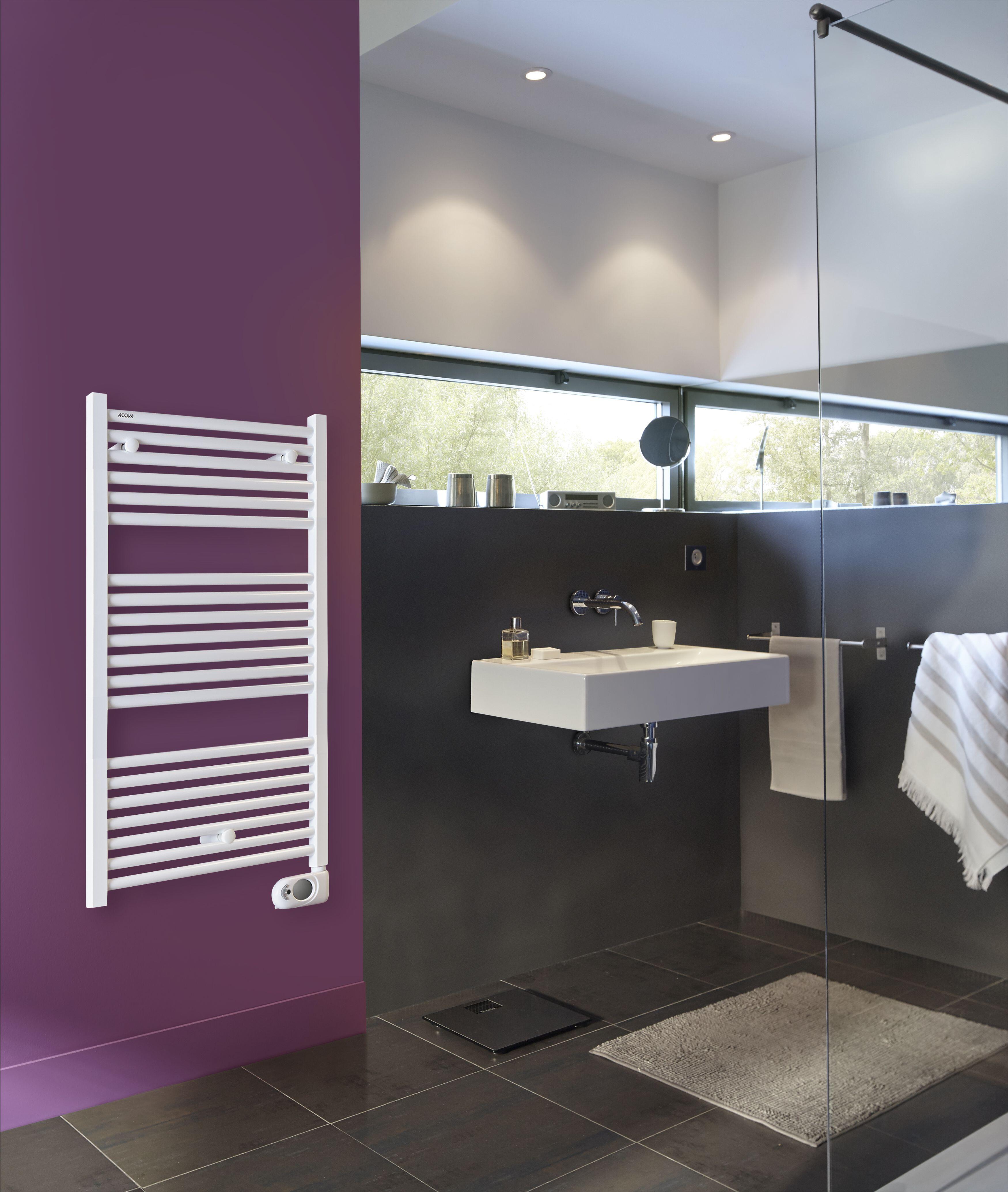 Sèche-serviettes électrique à inertie fluide ACOVA 500W, H96.8 x l50 cm Tweed bl - 4