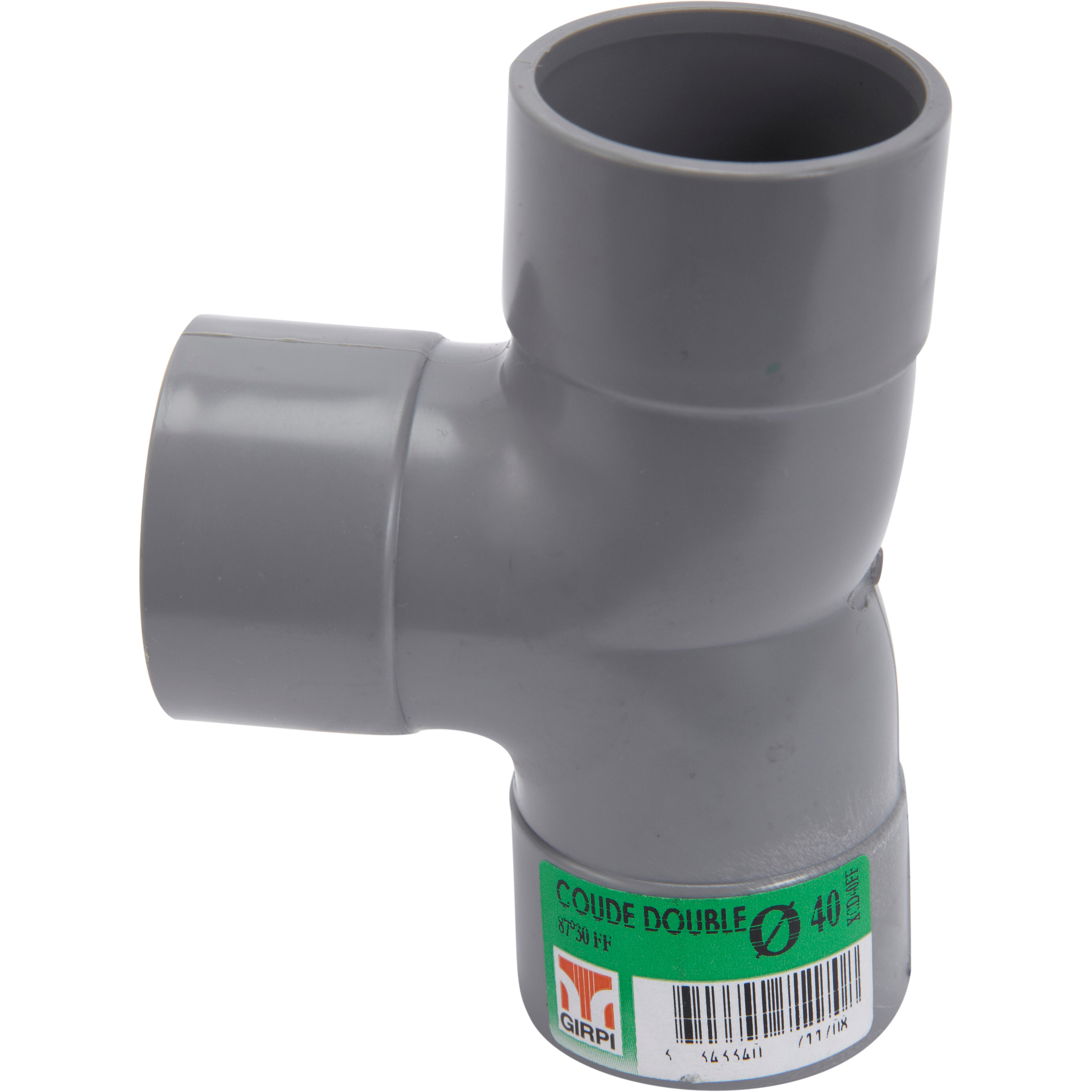 Coude 87°30 double en pvc à coller, femelle / femelle, D.40 - 2