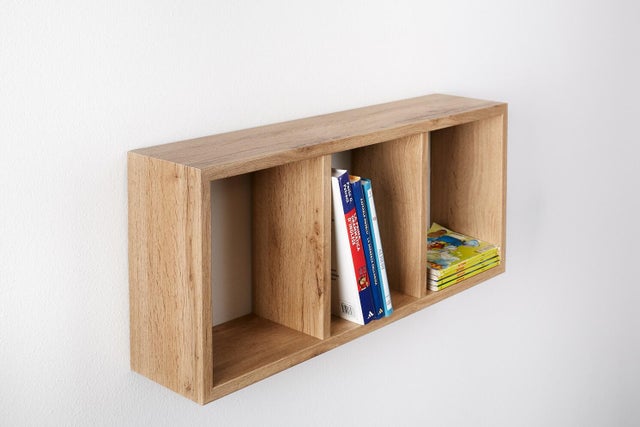 Etagère cube Triade décor chêne wotan, L.30 x H.70 x P.15.5 cm