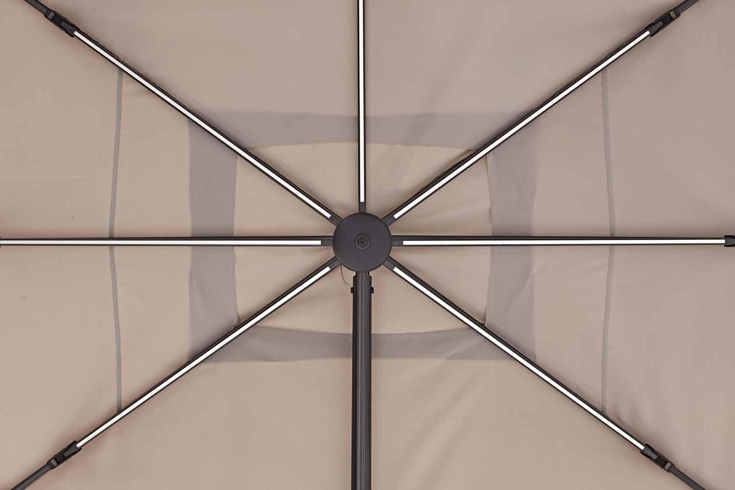 Parasol NATERIAL Sonora led taupe rectangulaire, L.391 x l.282 cm - 6