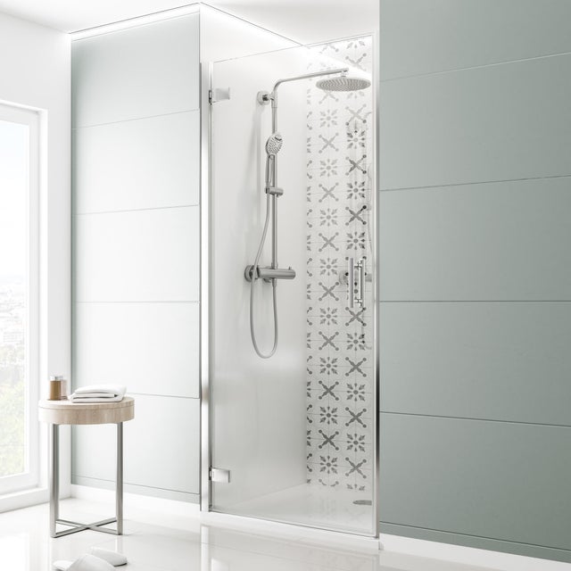 Paroi de douche pivotante verre transparent 90 cm, Delia