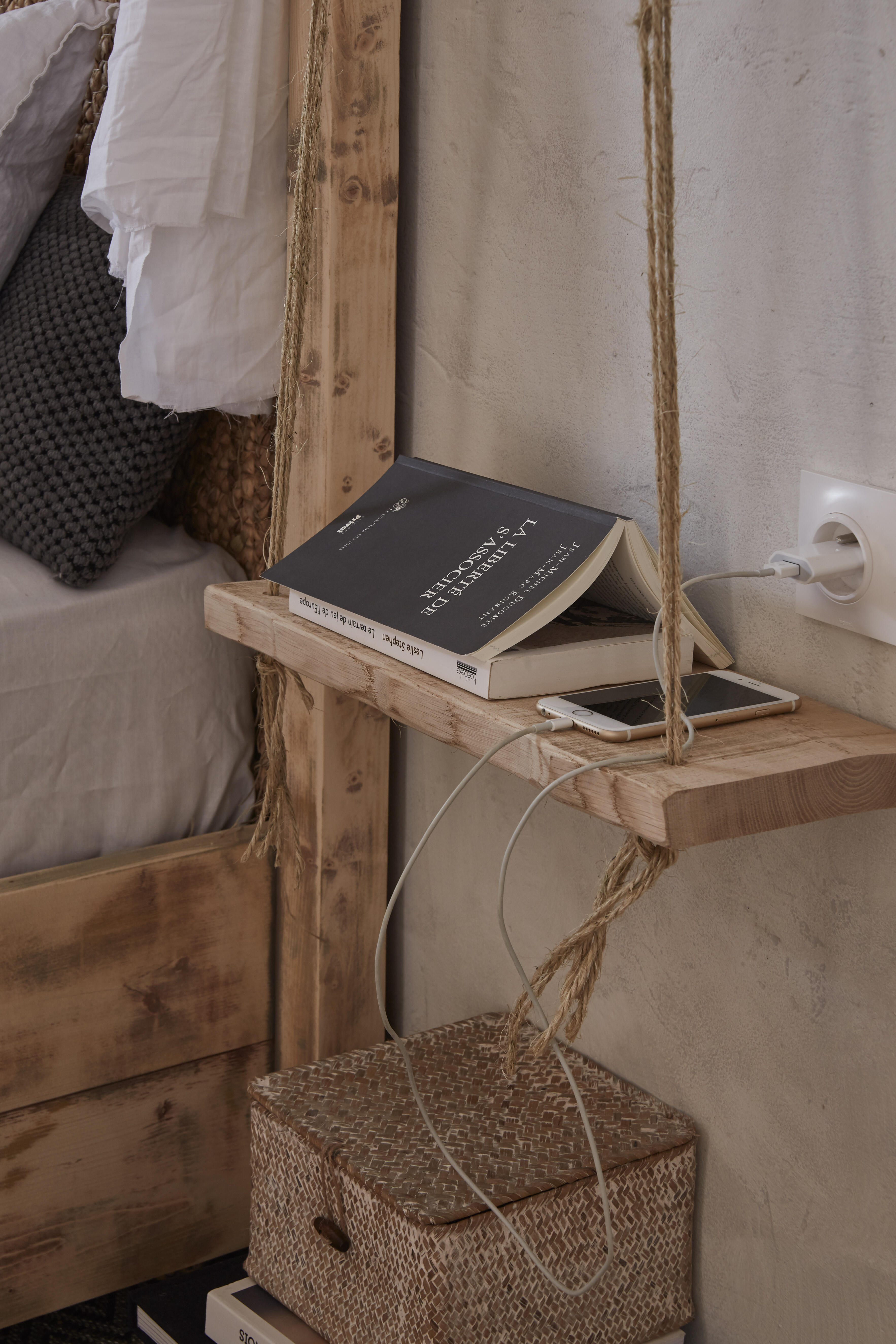 Etagère murale chêne massif naturel brut, L.90 cm - 2