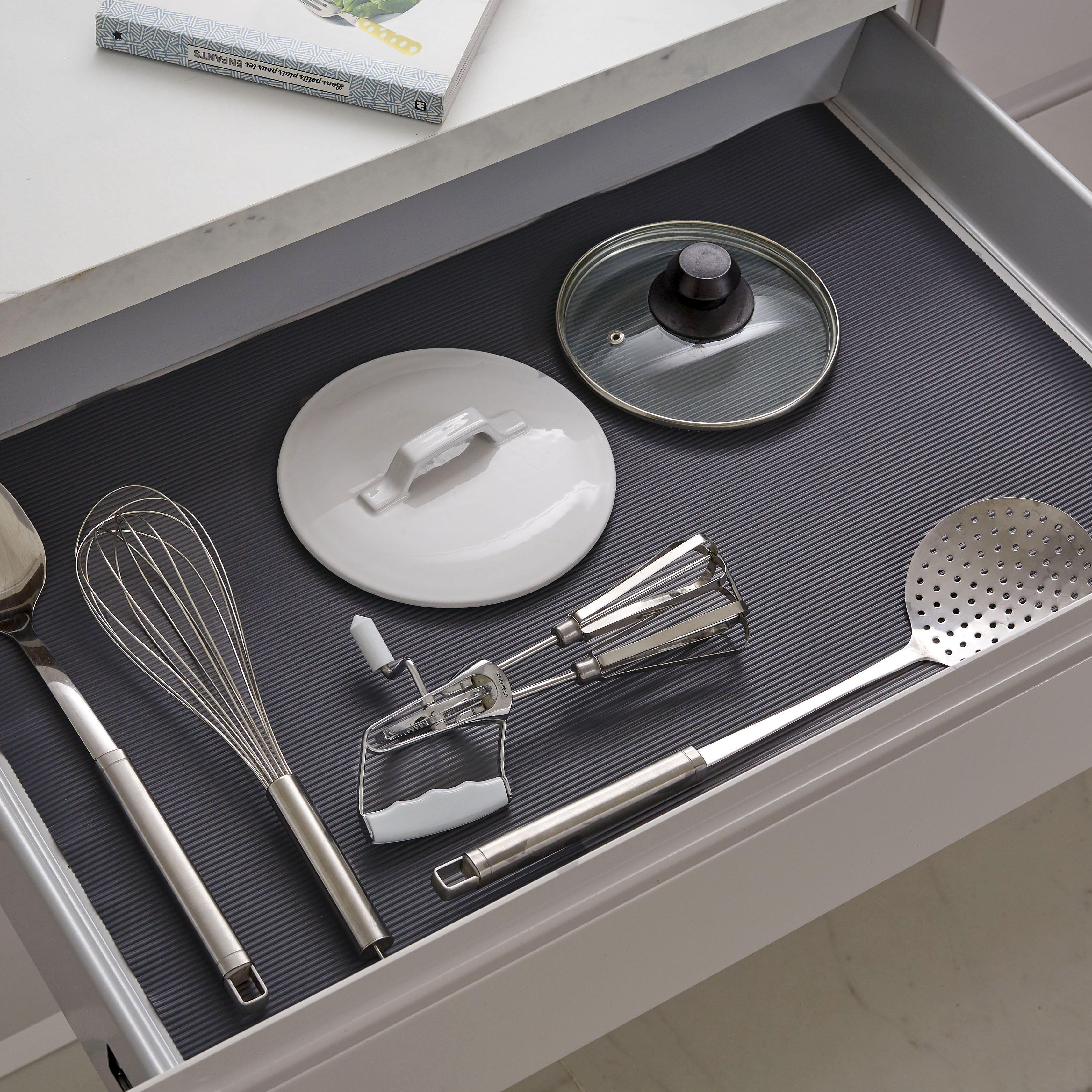 Tapis de protection pour tiroir gris 50x150 cm DELINIA - 3