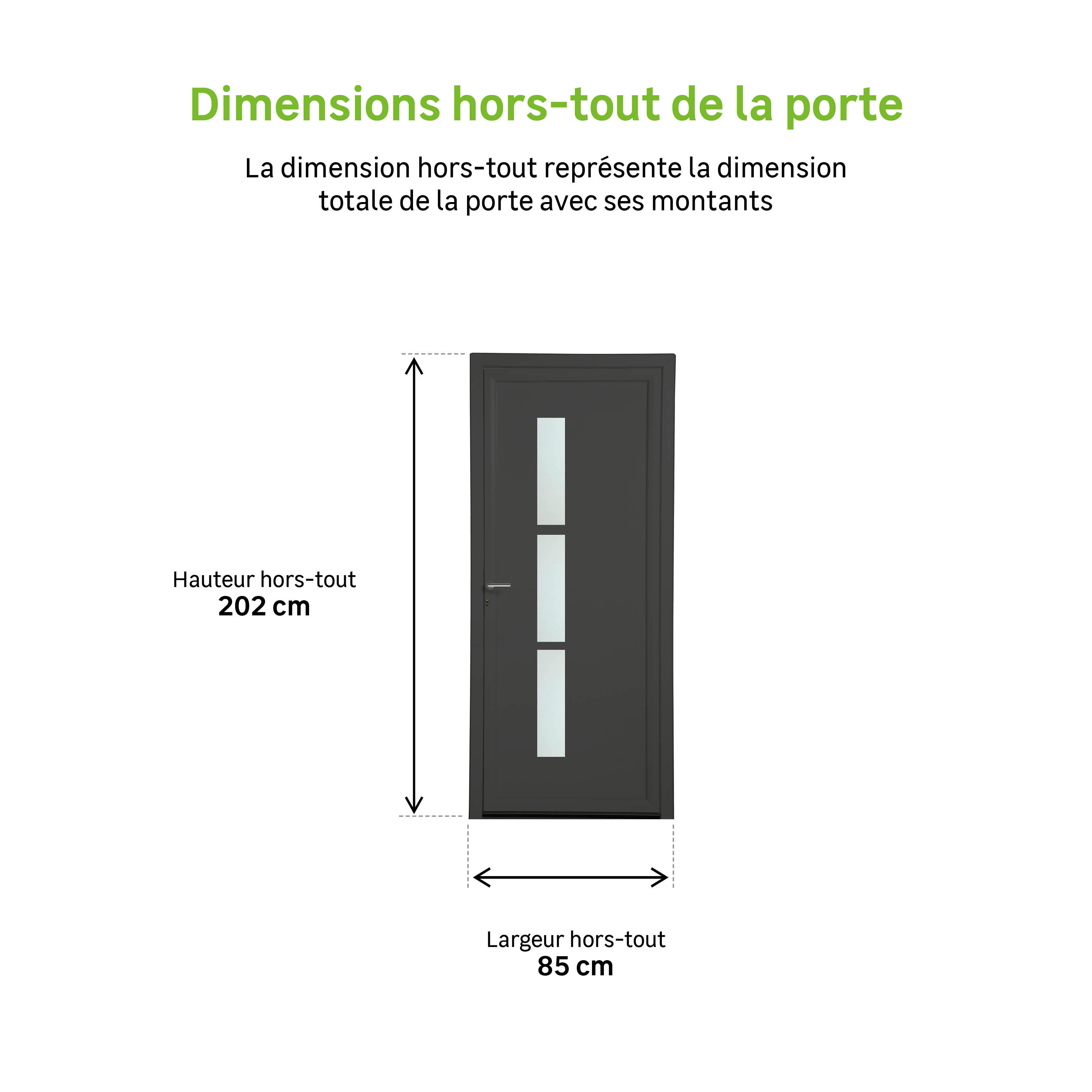 Porte de service PVC Manhattan H.200 x l.80 cm grs ext/blanc int poussant droit - 2