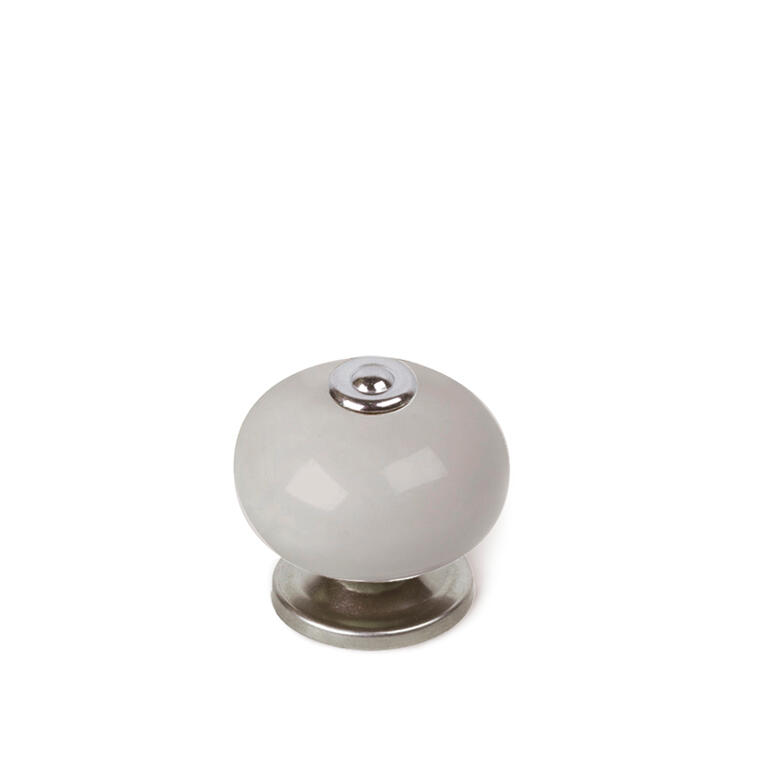 4 boutons de meuble ronds Boule, porcelaine gris, Diam.40 mm - 2