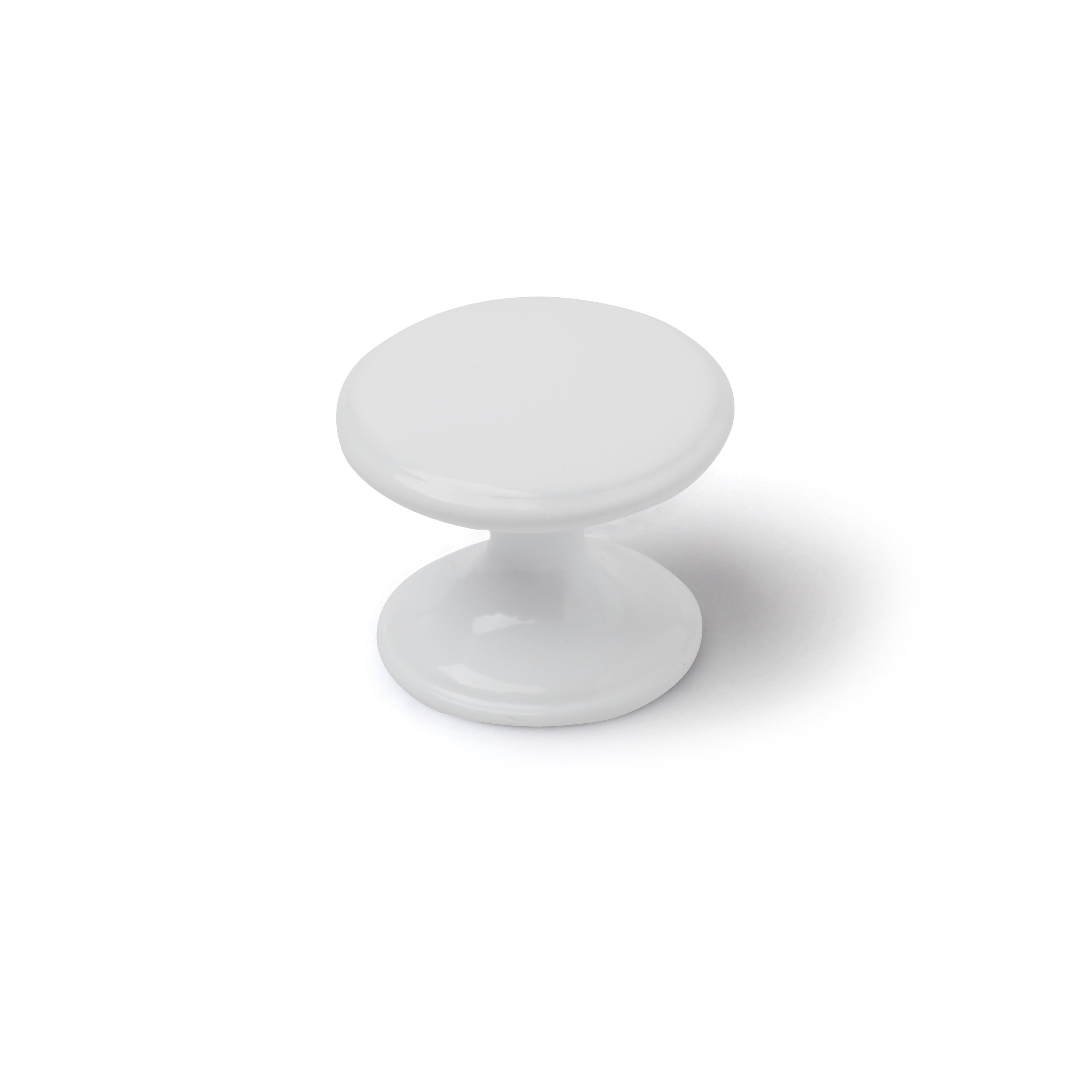 4 boutons de meuble ronds, zamak blanc verni, Diam.32 mm - 2