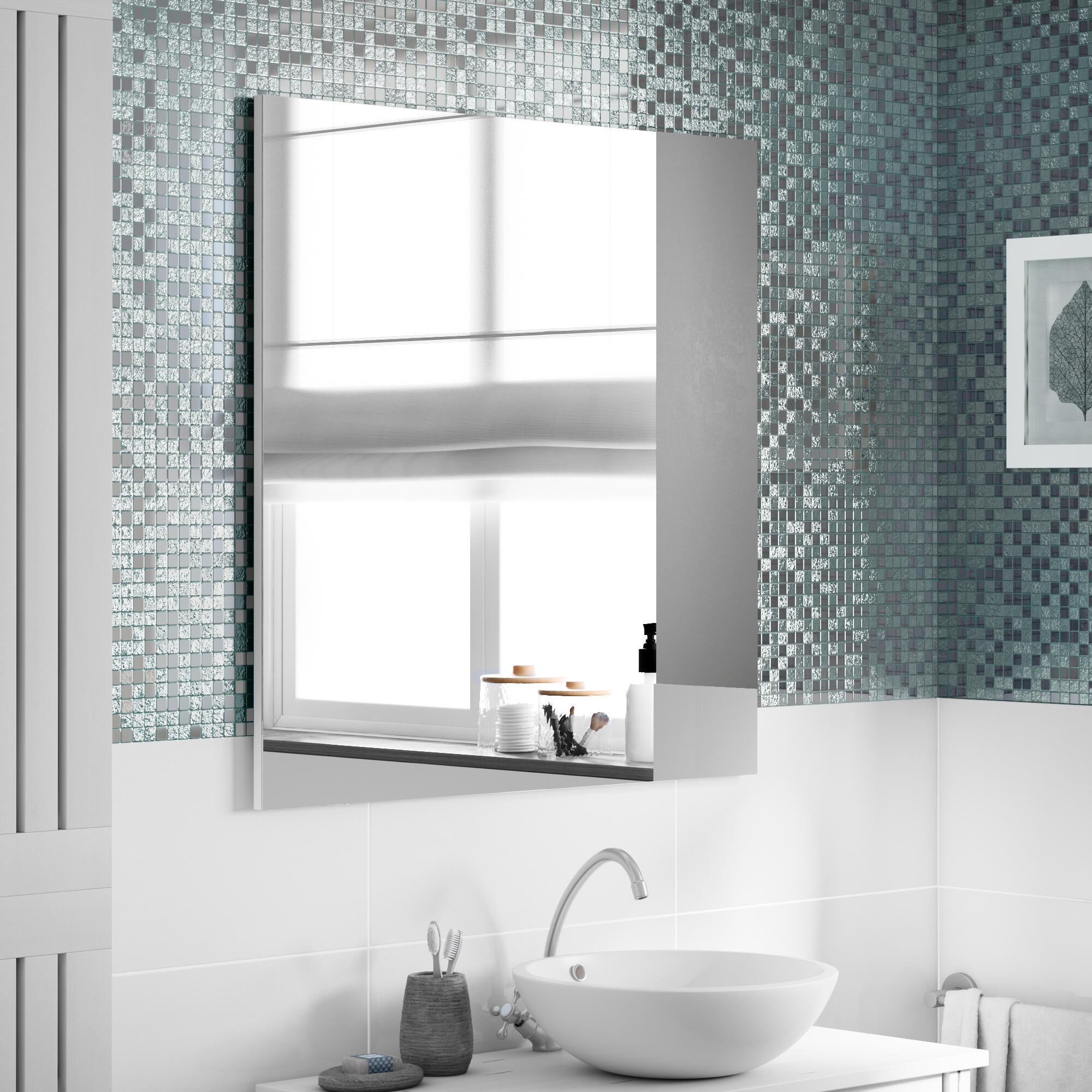 Mosaico in vetro Ice Mirror argento lucido L 29.7 x L 29.7cm x Sp. 4 mm - 9