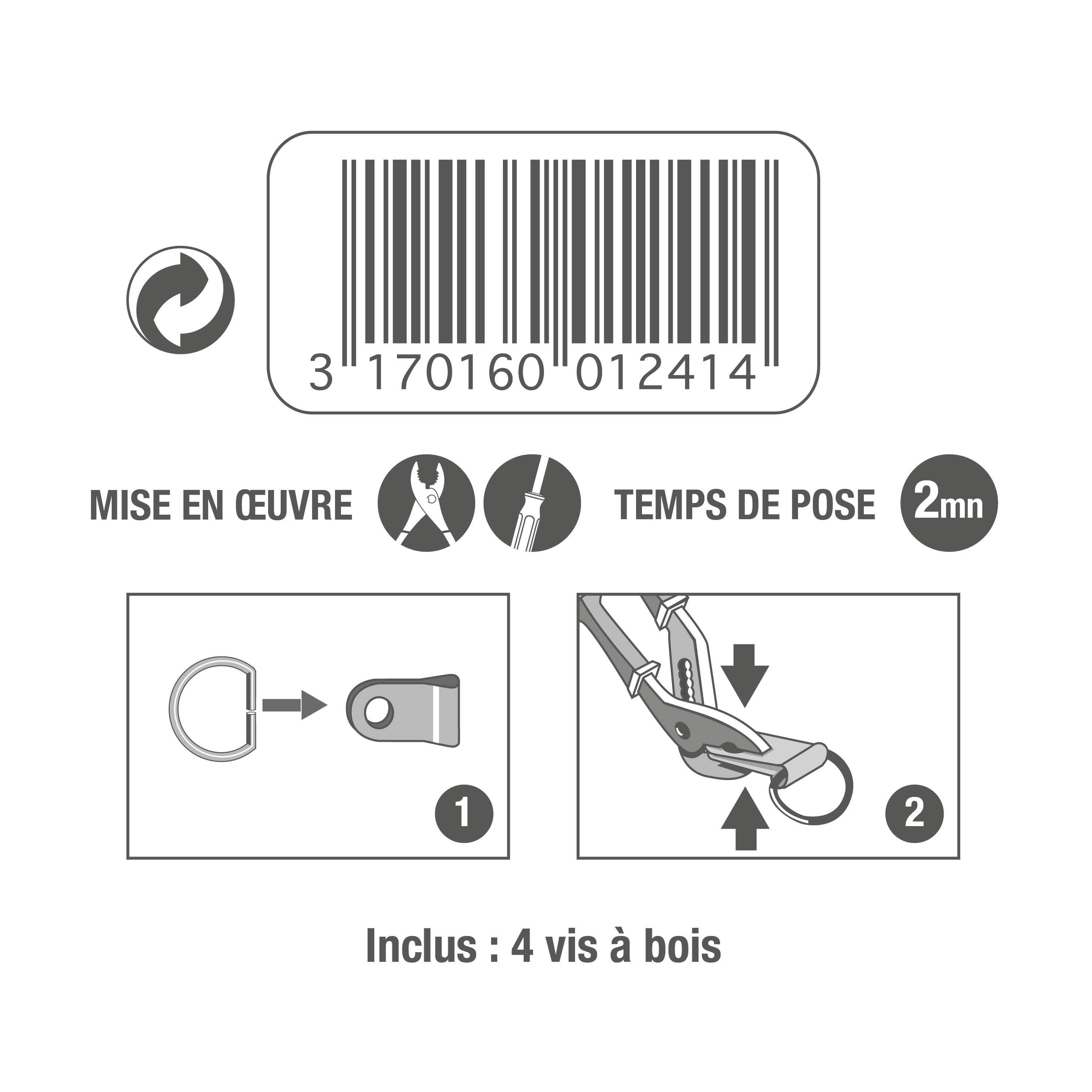 Lot de 4 anneaux étrier avec chape pour cadres moyens en bois LE CROCHET FRANCAI - 5