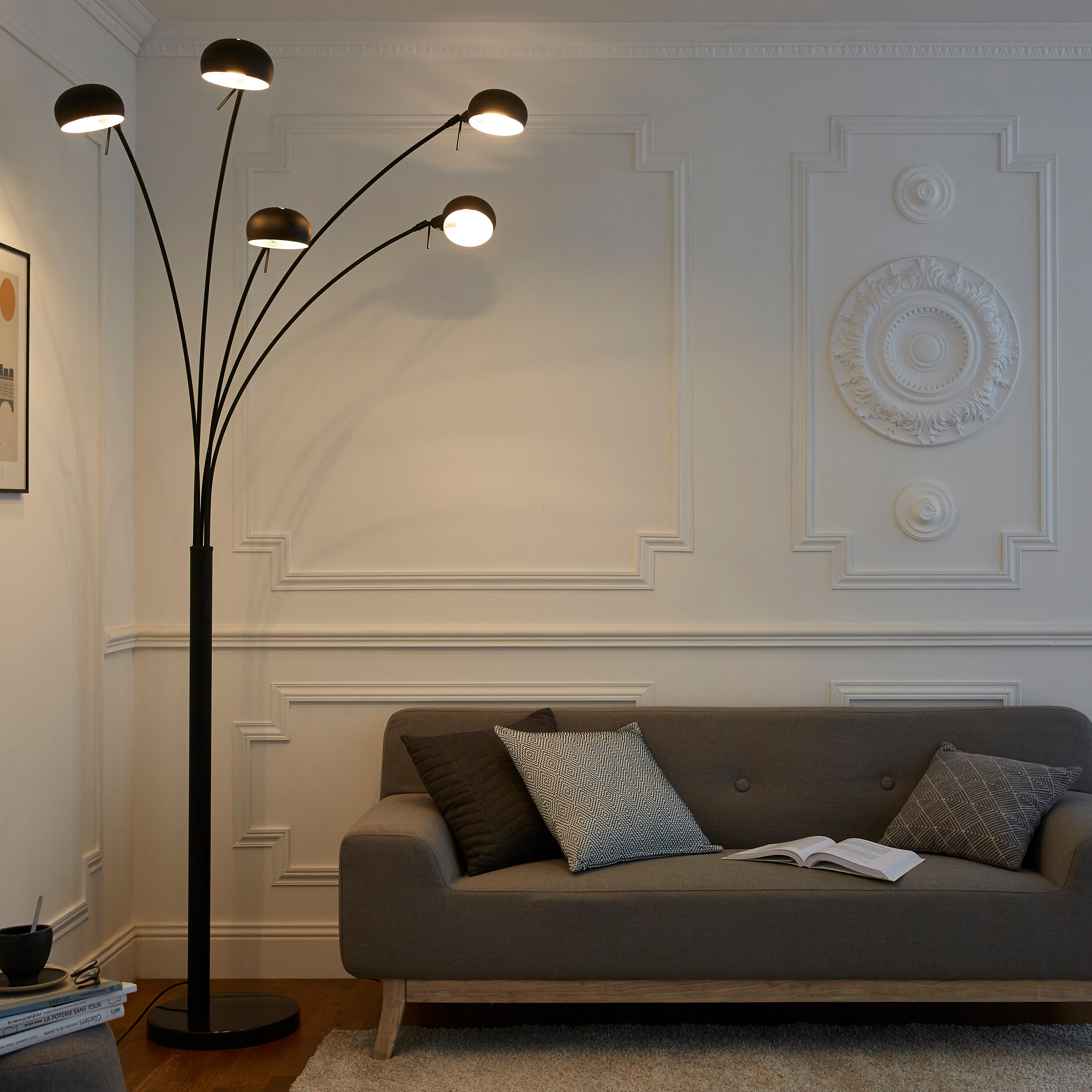 Lampadaire Kimi, fer, noir,  H.228 cm INSPIRE, E14 - 5