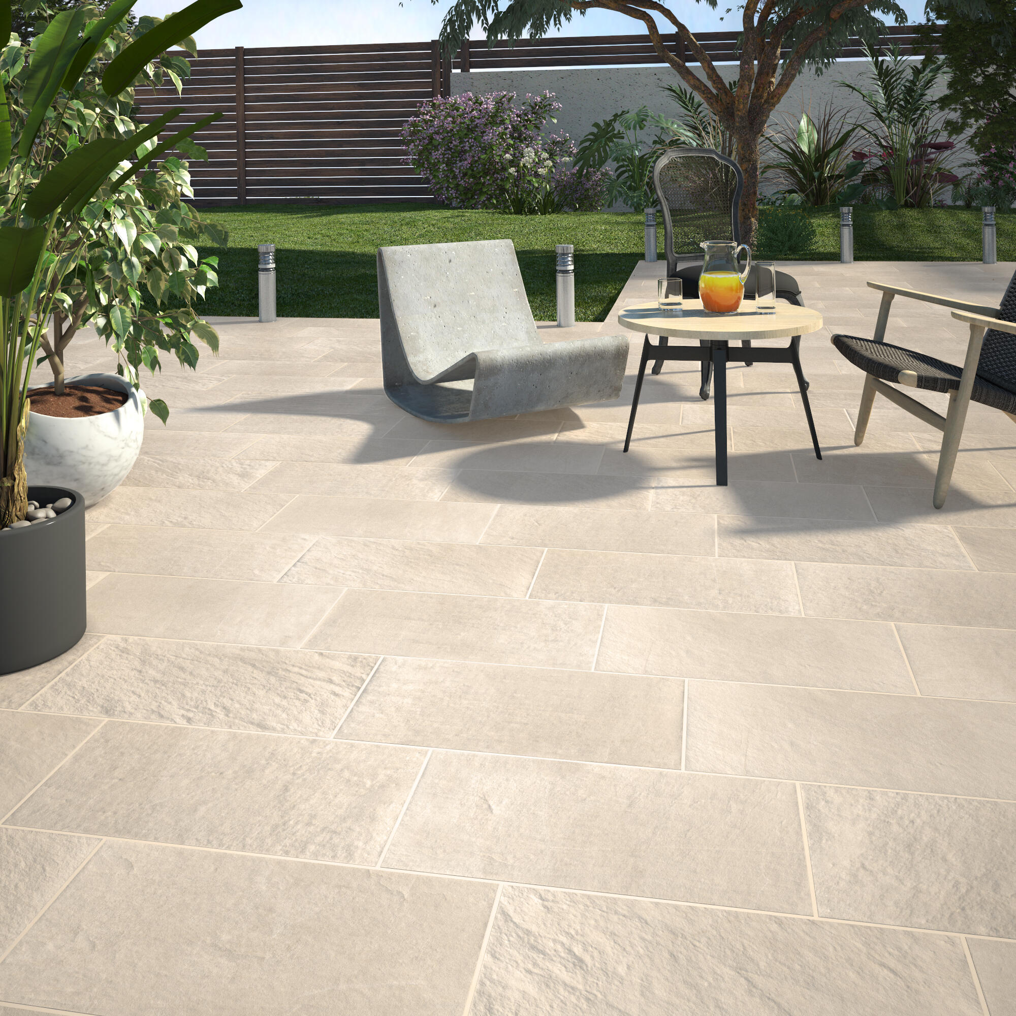 Carrelage sol extérieur effet pierre beige clair Lazy l.30 x L.60 cm STN CERAMIC - 2