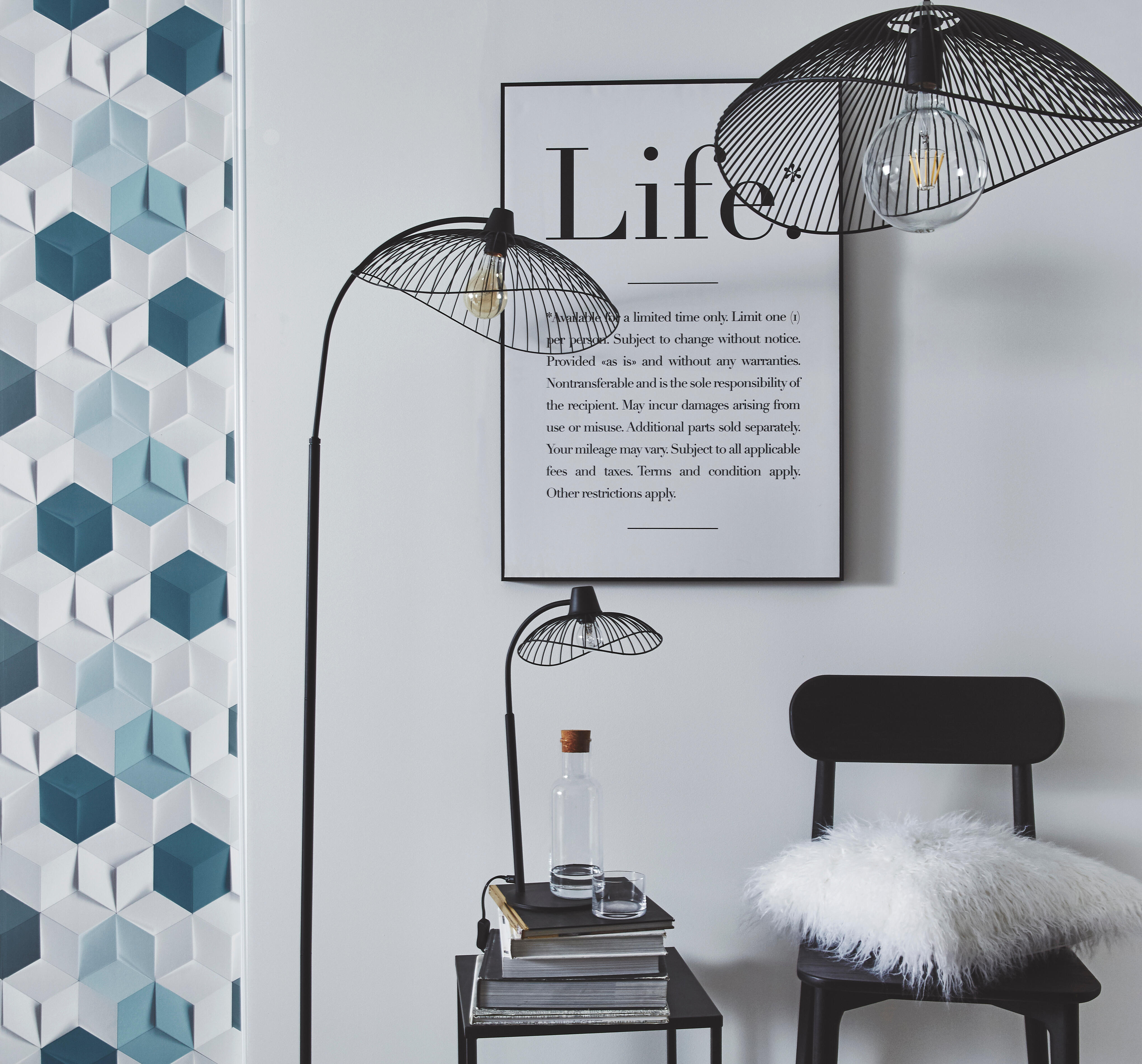 Papier peint intissé Hexagone 3d bleu - 7