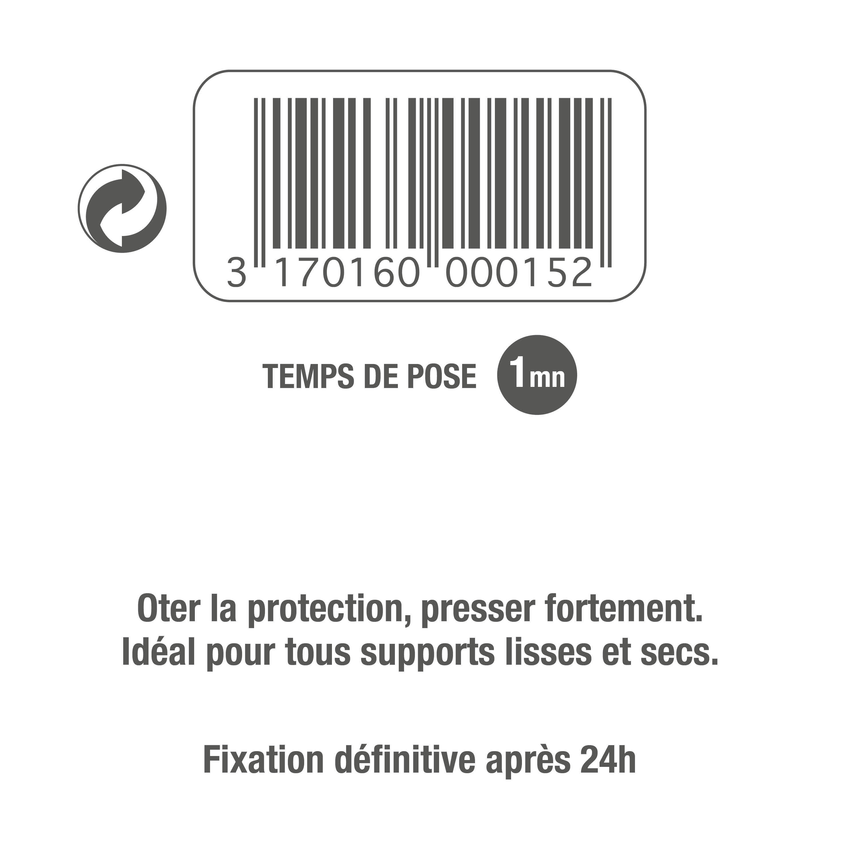 Lot de 3 attaches adhésives LE CROCHET FRANCAIS H.50 x l.40 mm - 3