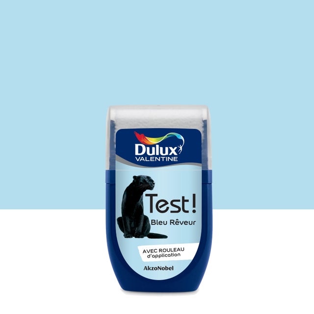 Testeur peinture mur, boiserie bleu rêveur satin DULUX VALENTINE Crème de couleu