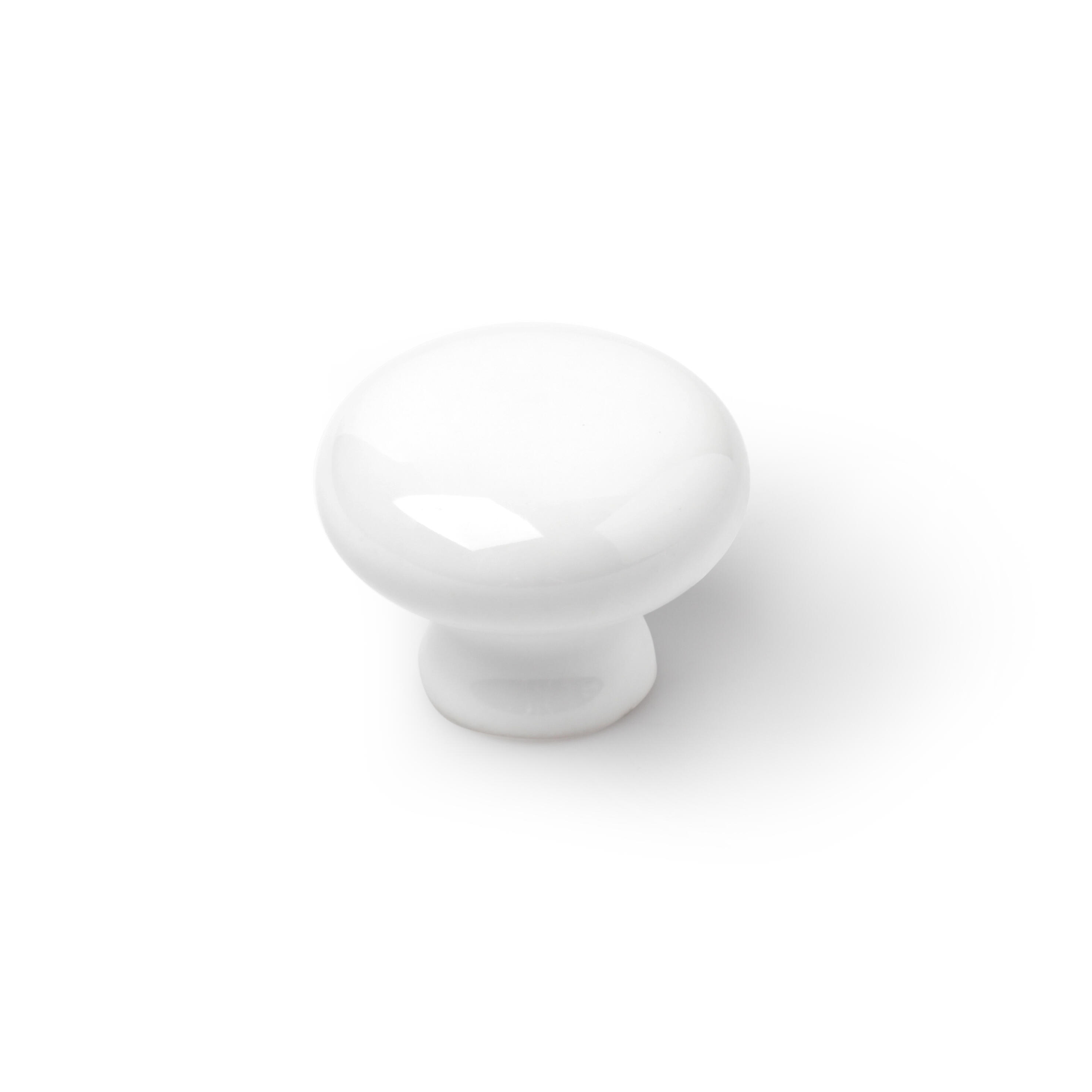 4 boutons de meuble ronds, porcelaine blanc peint, Diam.35 mm - 6