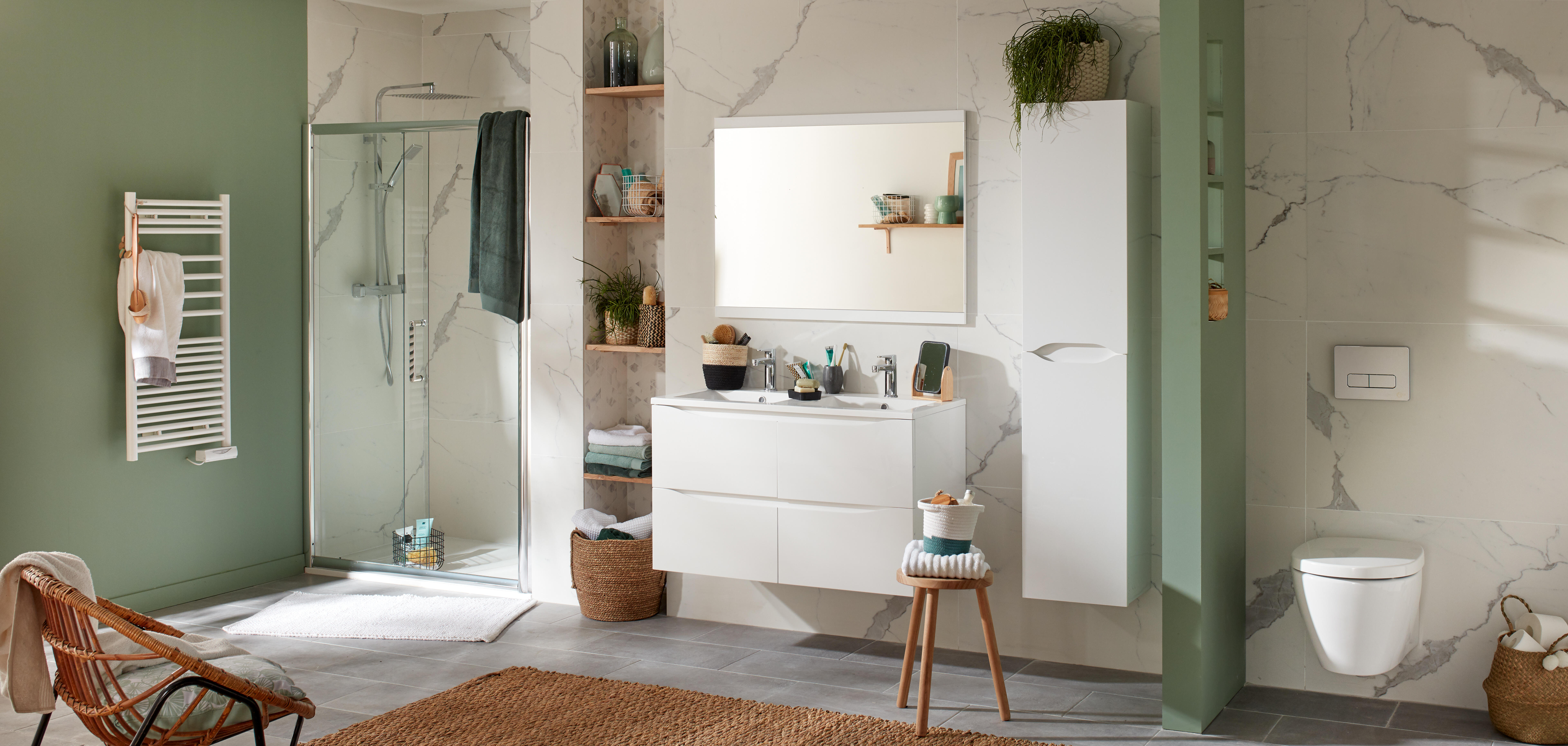 Colonne de douche avec robinet avec robinetterie, EDOUARD ROUSSEAU Gerzat, Chrom - 2