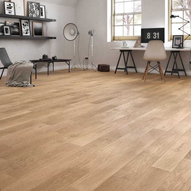 Parquet contrecollé chêne naturel bohème vitrifié M abouté BROCELIANDE, l.13.9cm