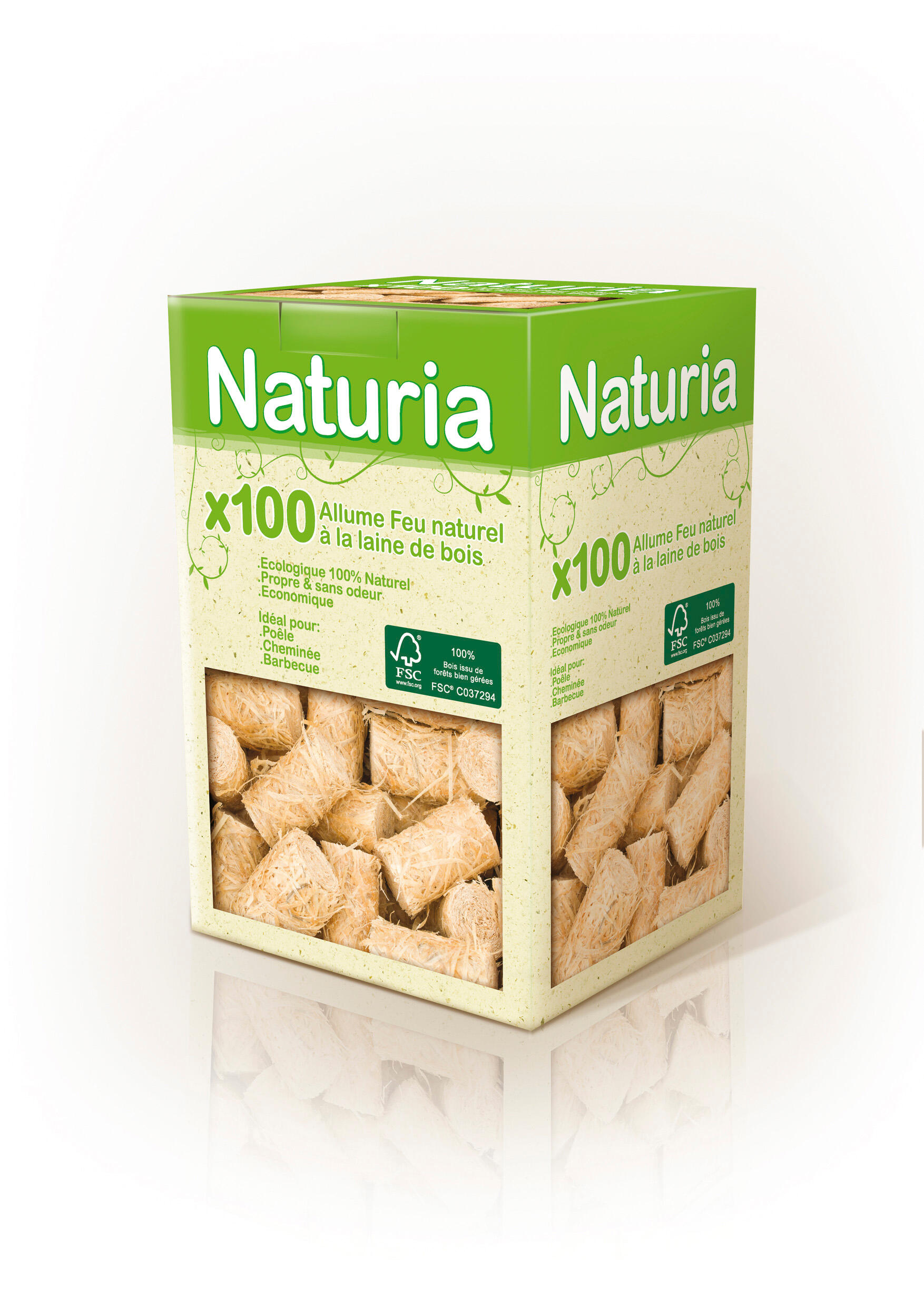 Allume feu en laine de bois NATURIA 100 pièces - 2